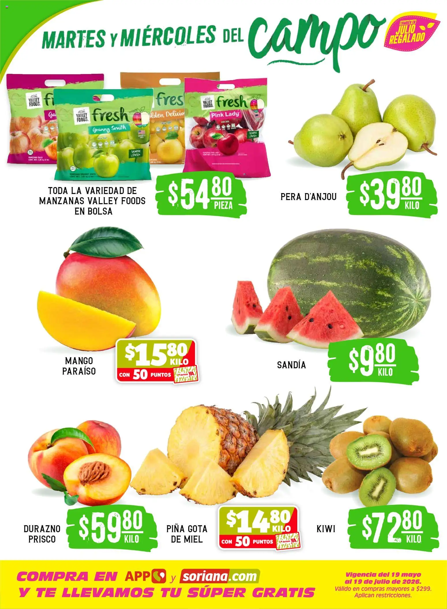 Nuevas ofertas de Soriana válidas en toda la República Mexicana desde el 30/06/2026. ¡Encuentra las mejores ofertas en Soriana Martes y Miércoles del Campo Súper: BCS, Son y Sin! | Página: 2 | Productos: Pera, Sandía, Bolsa, Manzanas