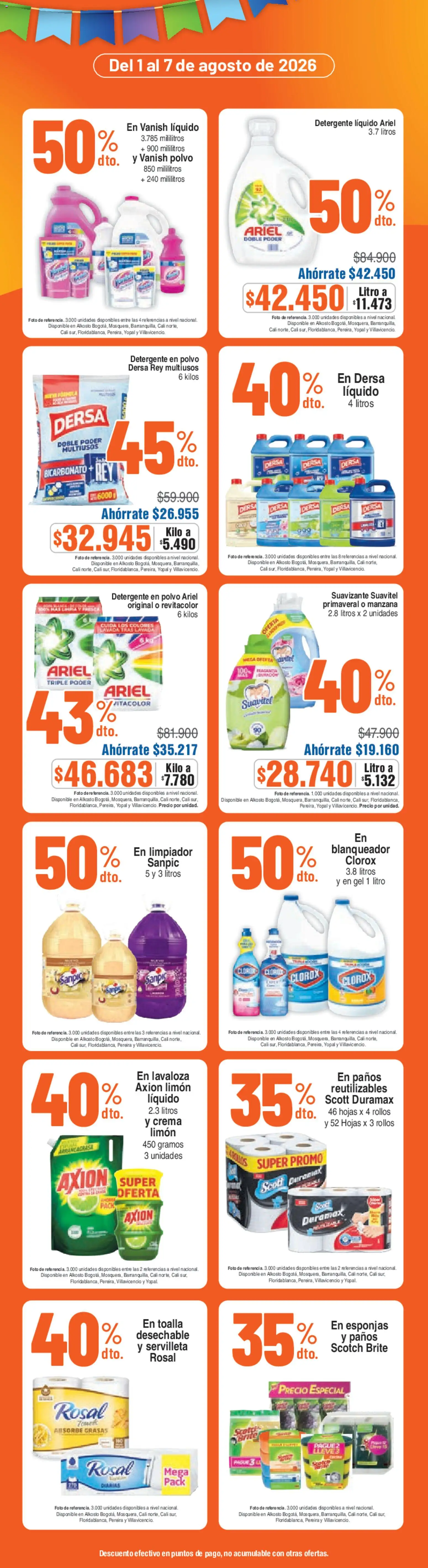 Alkosto revista - valida desde el 01/08/2026 | Página: 6 | Productos: Crema, Limón, Polvo, Detergente