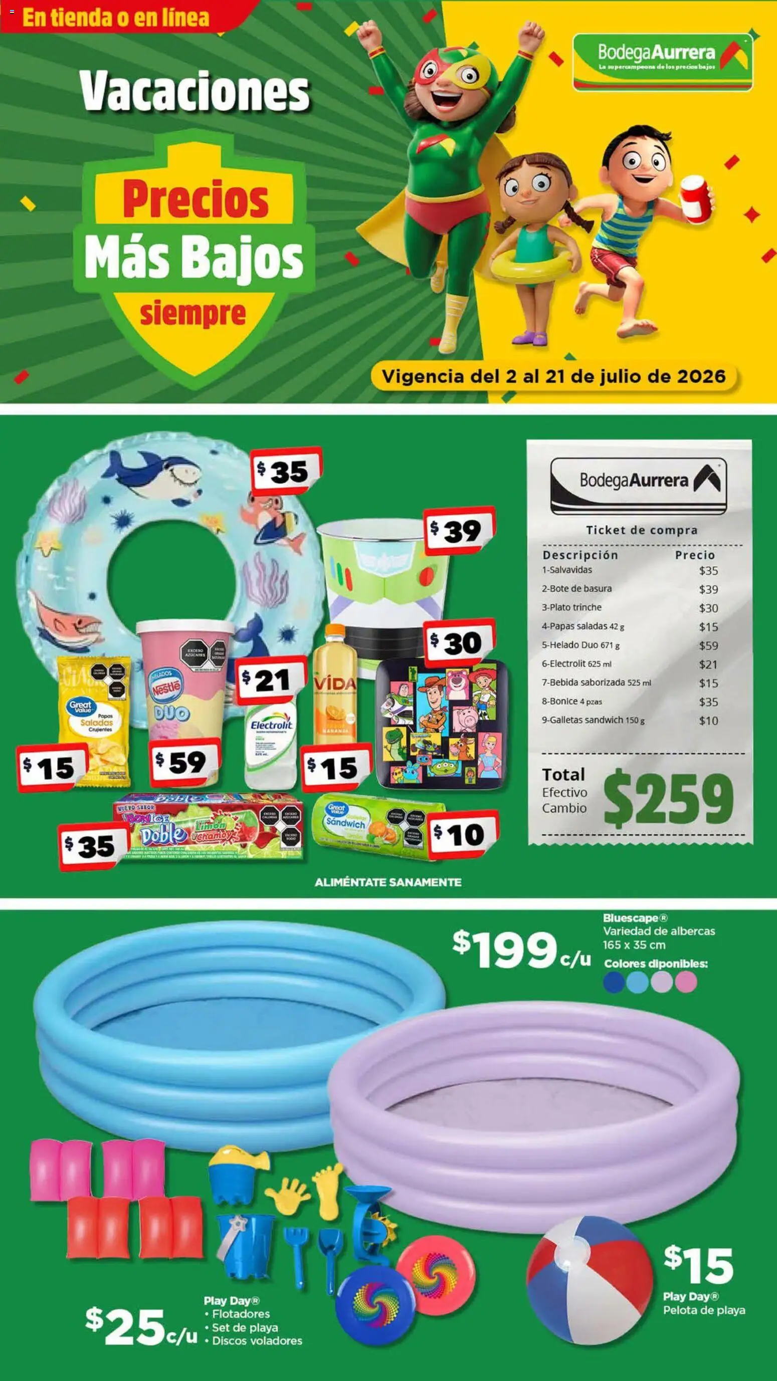 Nuevas ofertas de Bodega Aurrerá válidas en toda la República Mexicana desde el 02/07/2026. ¡Encuentra las mejores ofertas en Bodega Aurrerá folleto Vacaciones! | Página: 1
