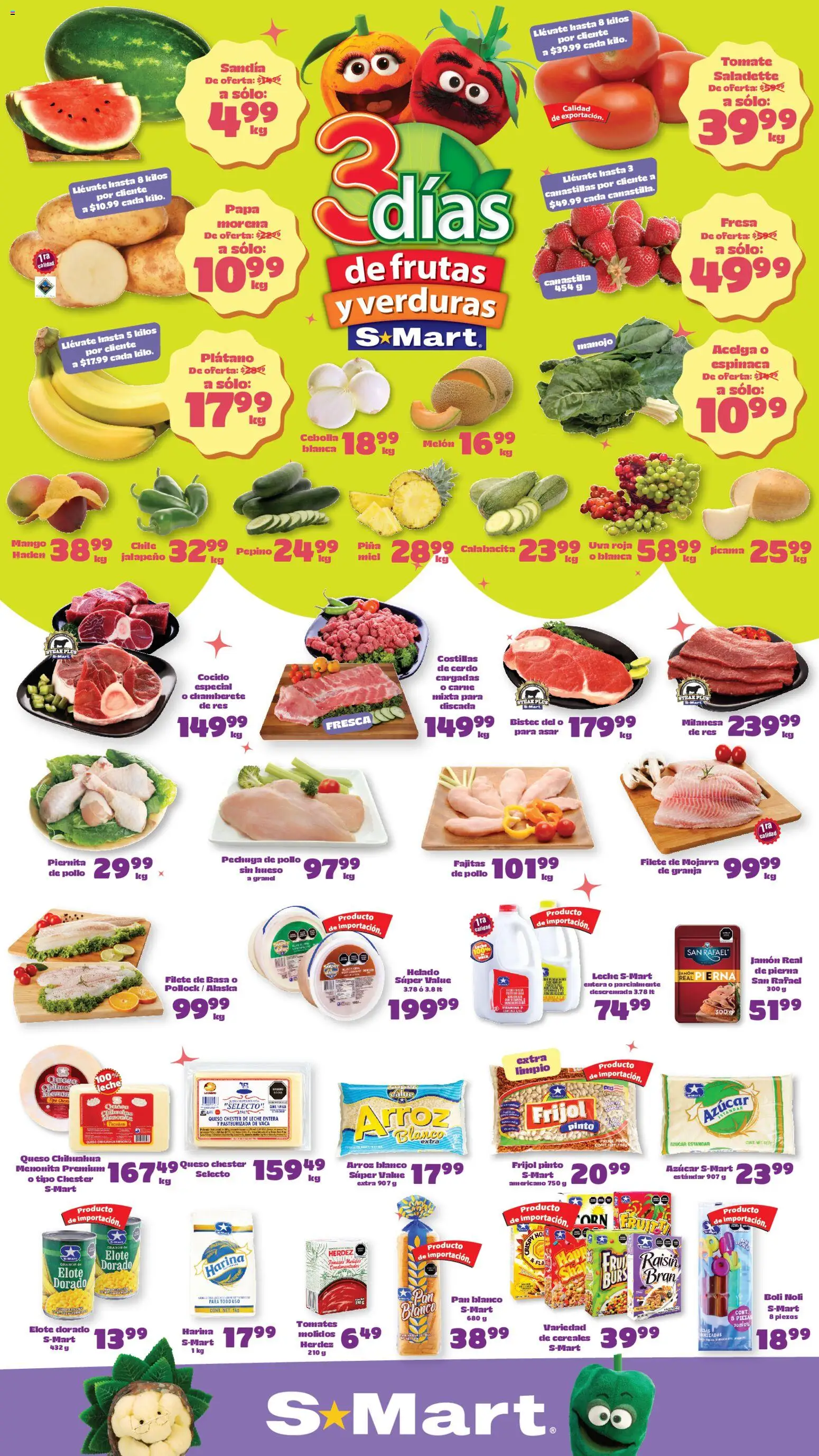 Nuevas ofertas de S-Mart válidas en toda la República Mexicana desde el 19.05.2026. ¡Encuentra las mejores ofertas en S-Mart folleto Matamoros! | Página: 1 | Productos: Cebolla, Harina, Melón, Mango