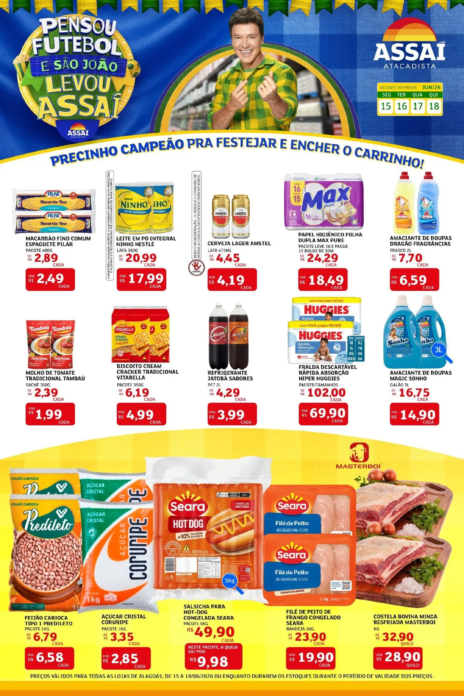Assaí Atacadista Folheto - válido de 15.06.2026 | Página: 1 | Produtos: Pó, Molho de tomate, Amaciante de roupas, Amaciante