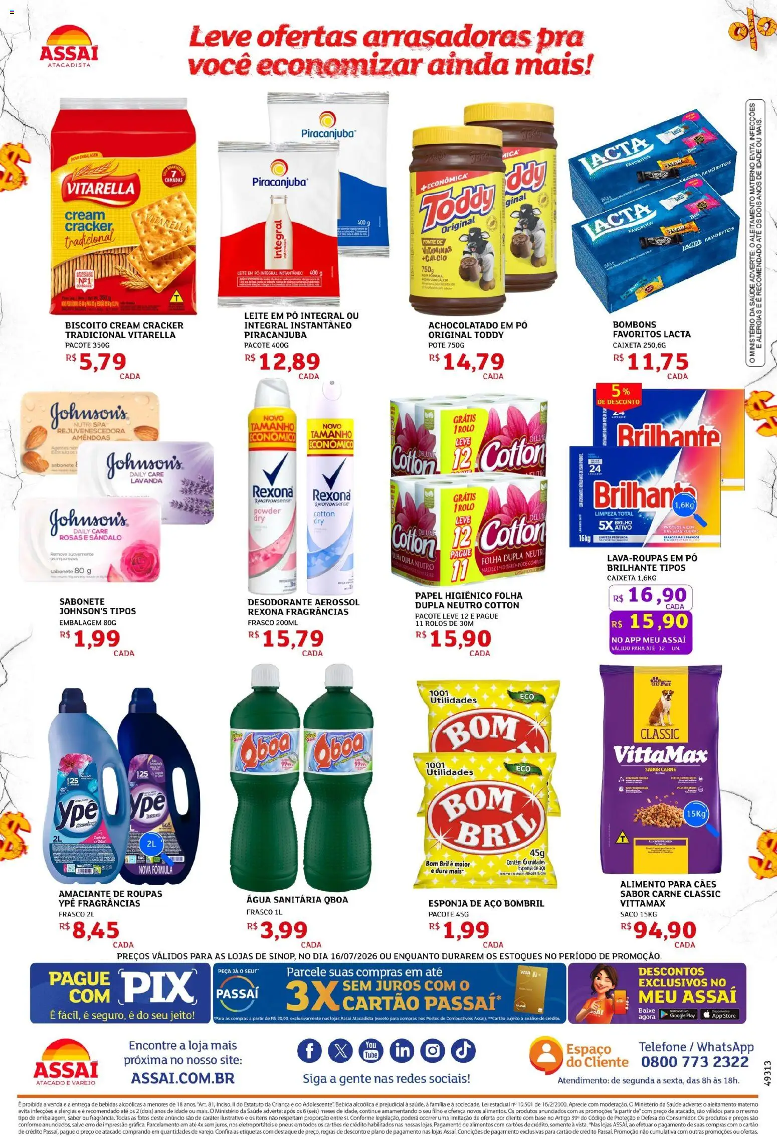 Assaí Atacadista Folheto - válido de 16/07/2026 | Página: 2 | Produtos: Base, Carne, Rexona, Amêndoas