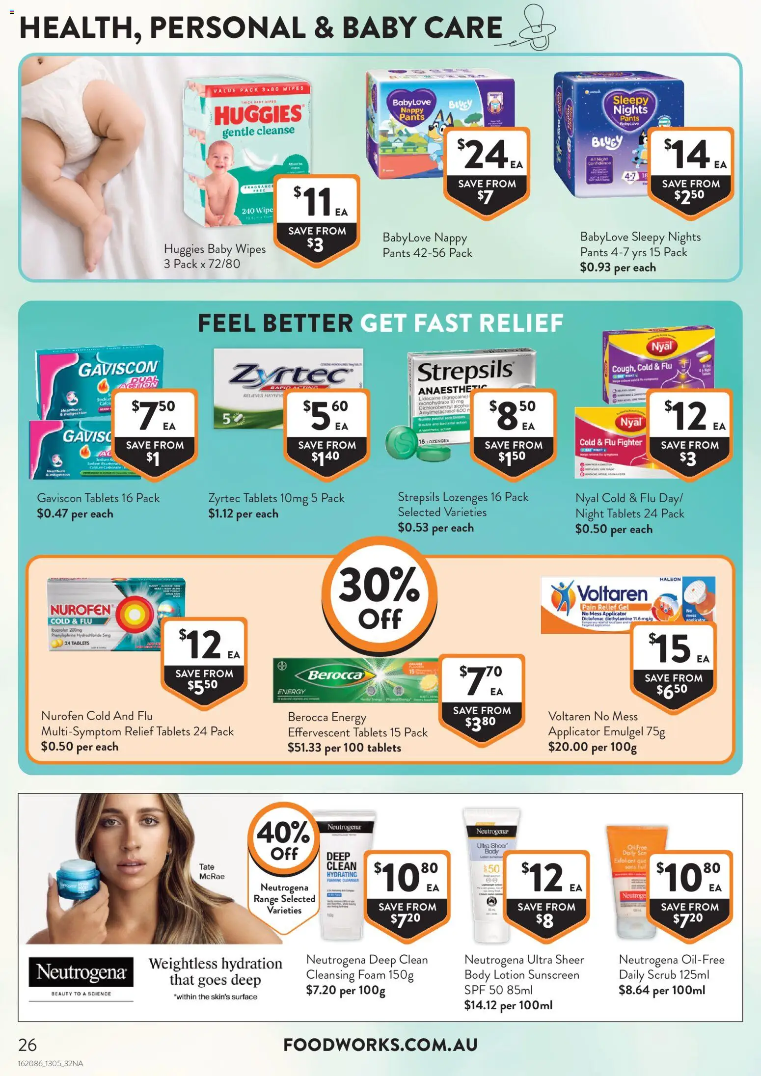 Foodworks catalogue - valid from 13.05.2026 | Page: 26 | Products: Scrub, Sunscreen, Pants, Body lotion