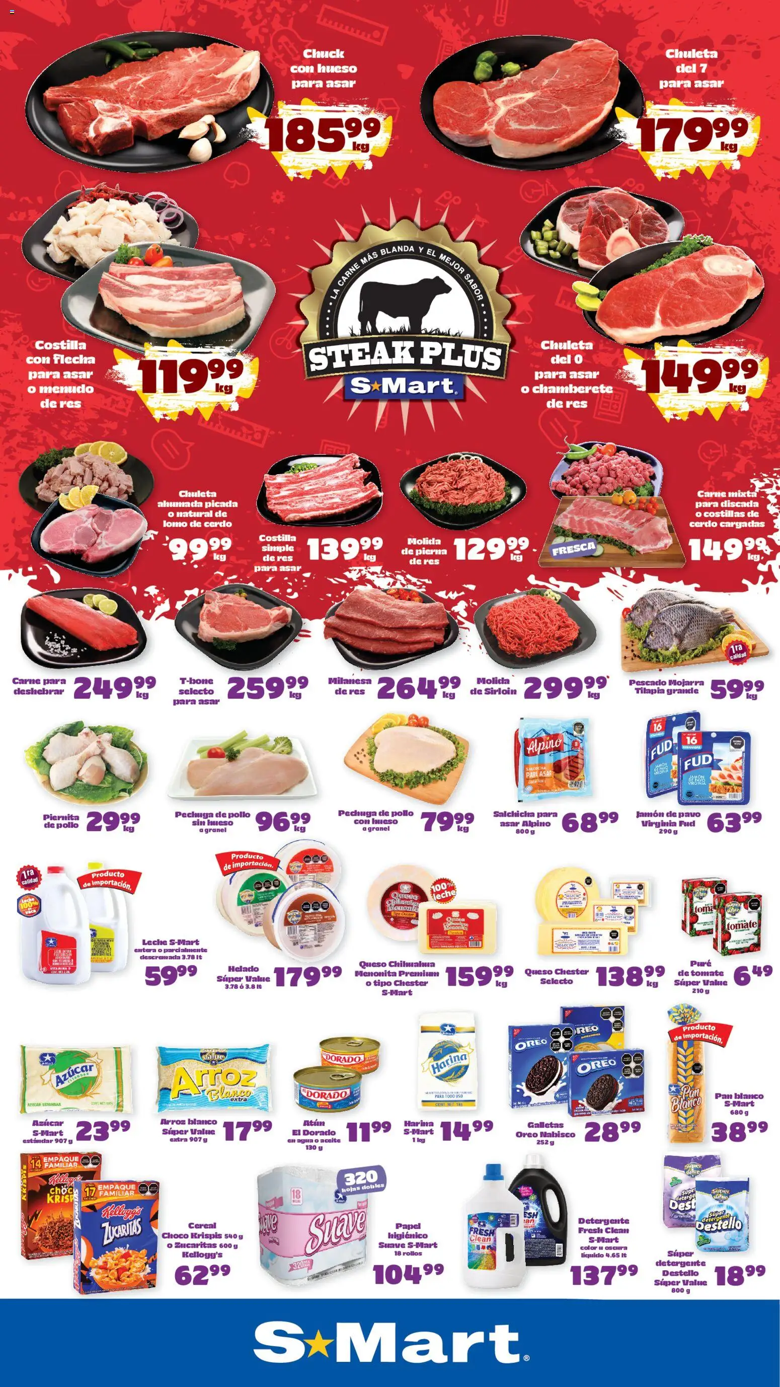 Nuevas ofertas de S-Mart válidas en toda la República Mexicana desde el 14/08/2026. ¡Encuentra las mejores ofertas en S-Mart folleto Chihuahua! | Página: 1 | Productos: Azúcar, Steak, Chuleta ahumada, Tilapia