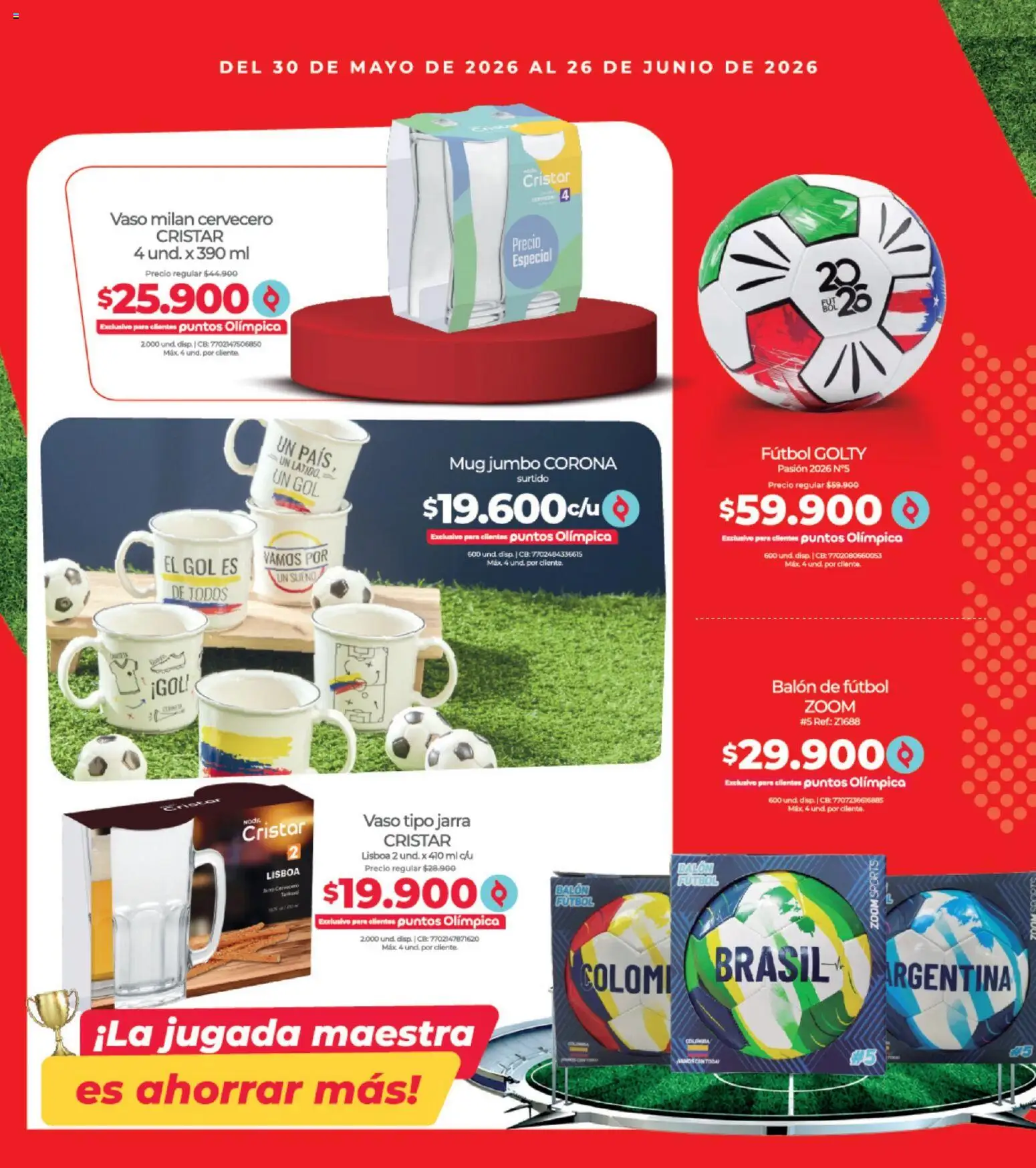 Olímpica revista - valida desde el 30.05.2026 | Página: 20 | Productos: Balón, Jarra