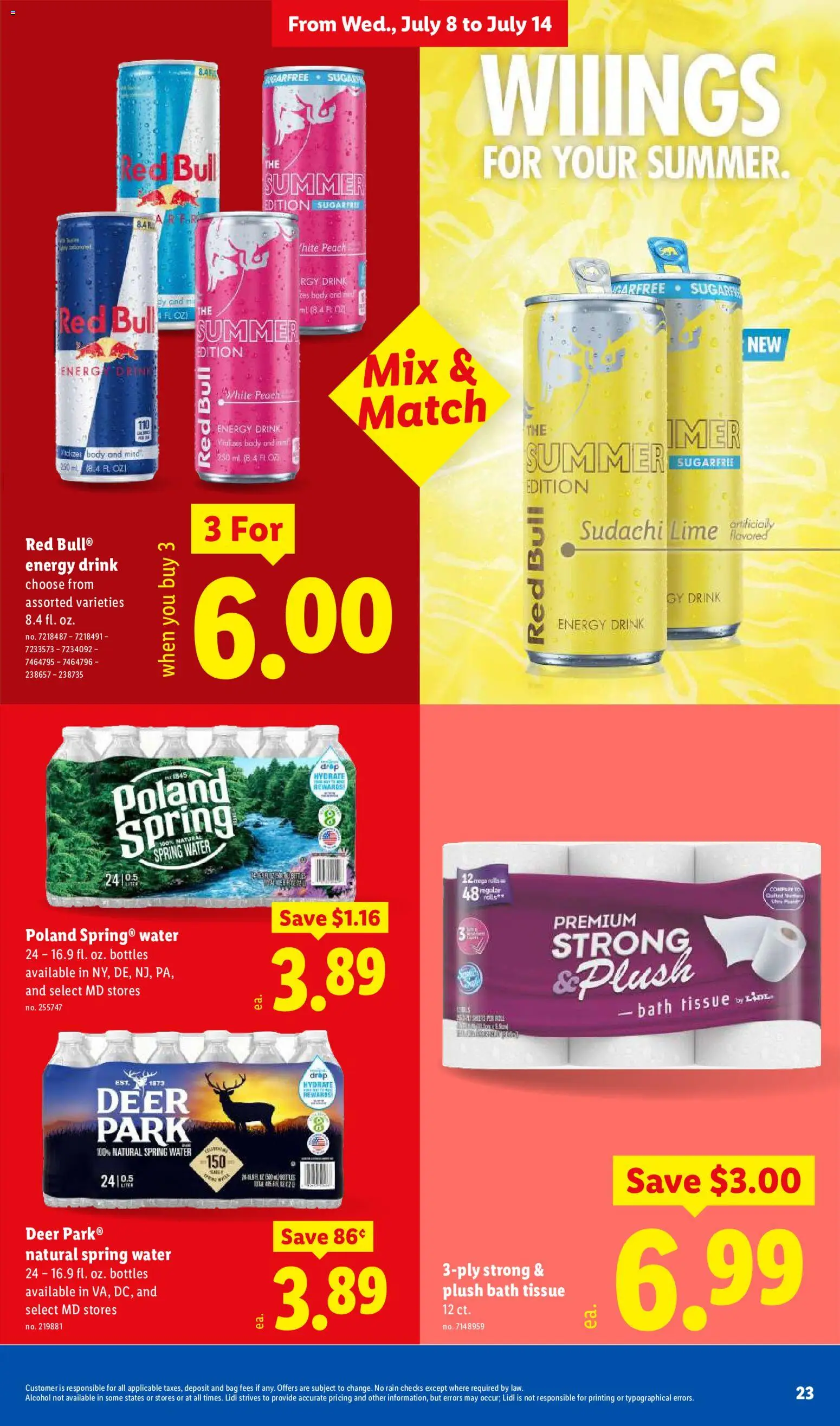 Lidl Weekly Ad - valid from 07/08/2026 | Page: 23 | Products: Bath, Alcohol, Red Bull, Energy drink