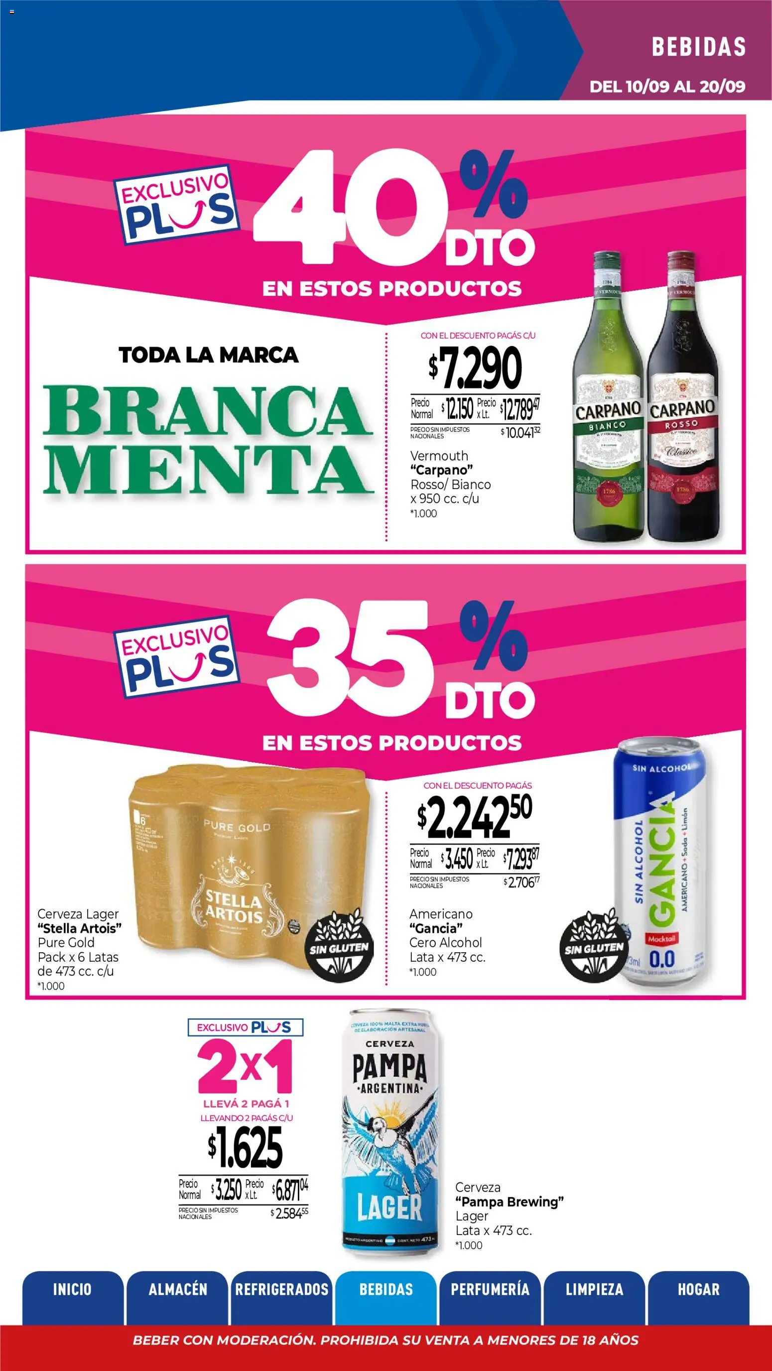 La Anonima catálogo │ válido desde el 10/09/2026 | Página: 18 | Productos: Bebidas, Soda, Cerveza, Alcohol
