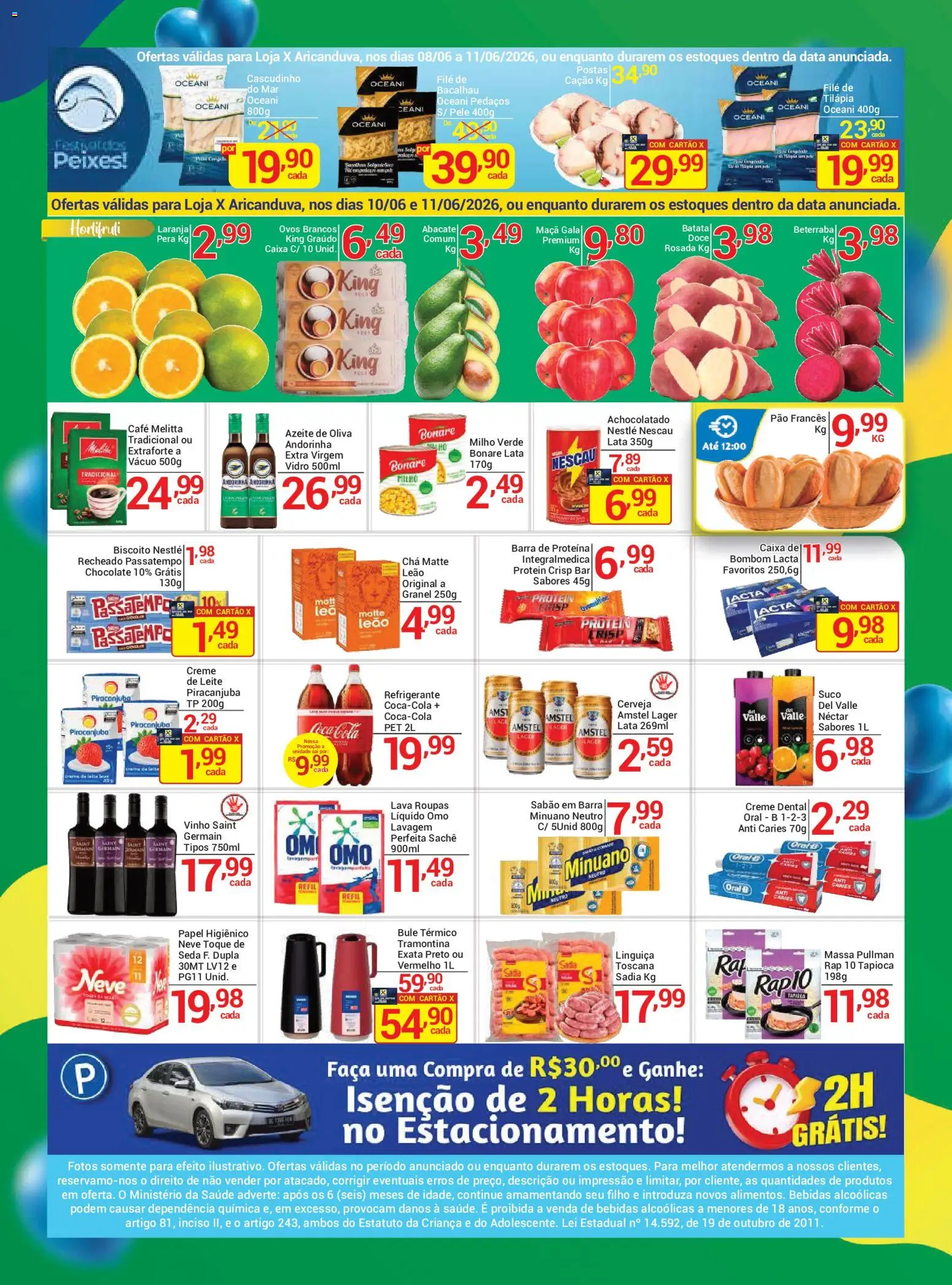 X Supermercados Folheto - válido de 08.06.2026 | Página: 2 | Produtos: Nescau, Tilápia, Massa, Creme dental