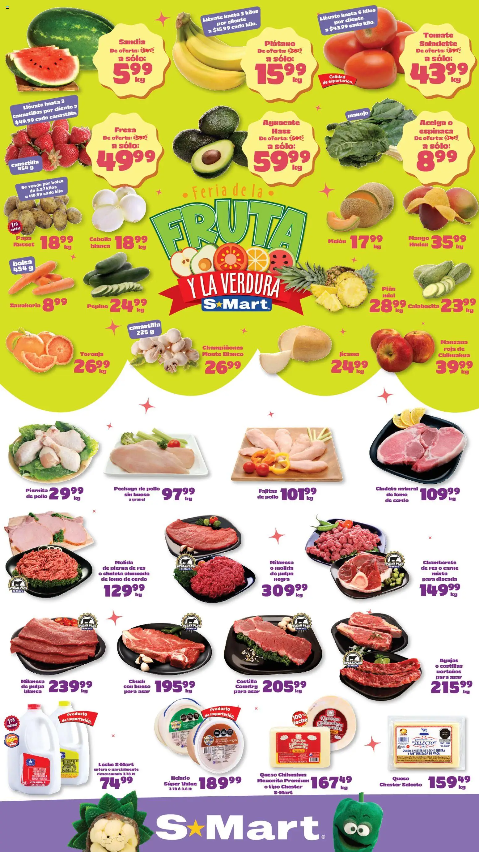 Nuevas ofertas de S-Mart válidas en toda la República Mexicana desde el 12.05.2026. ¡Encuentra las mejores ofertas en S-Mart folleto Monterrey! | Página: 1 | Productos: Milanesa, Melón, Bolsa, Piña