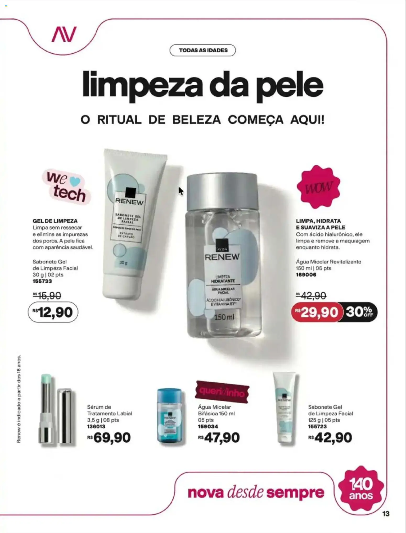 Avon Folheto - válido de 12/10/2026 | Página: 13 | Produtos: Maquiagem, Água micelar, Sérum, Água