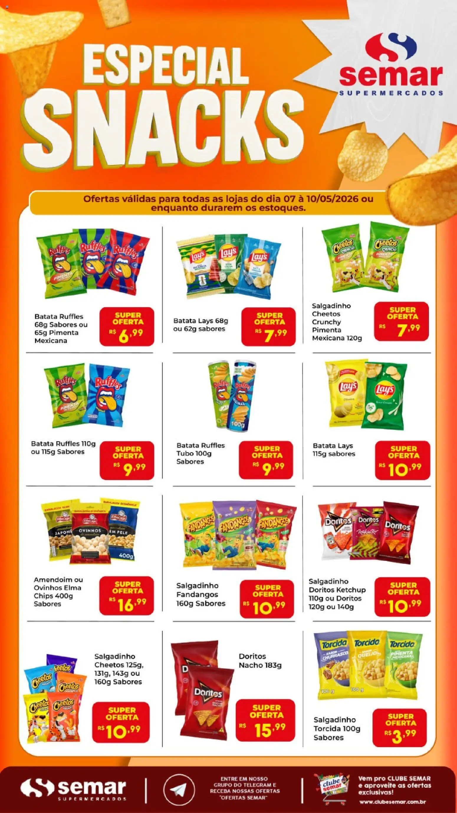 Semar Supermercado Folheto - válido de 07.05.2026 | Página: 1 | Produtos: Amendoim, Ketchup, Cheetos, Batata