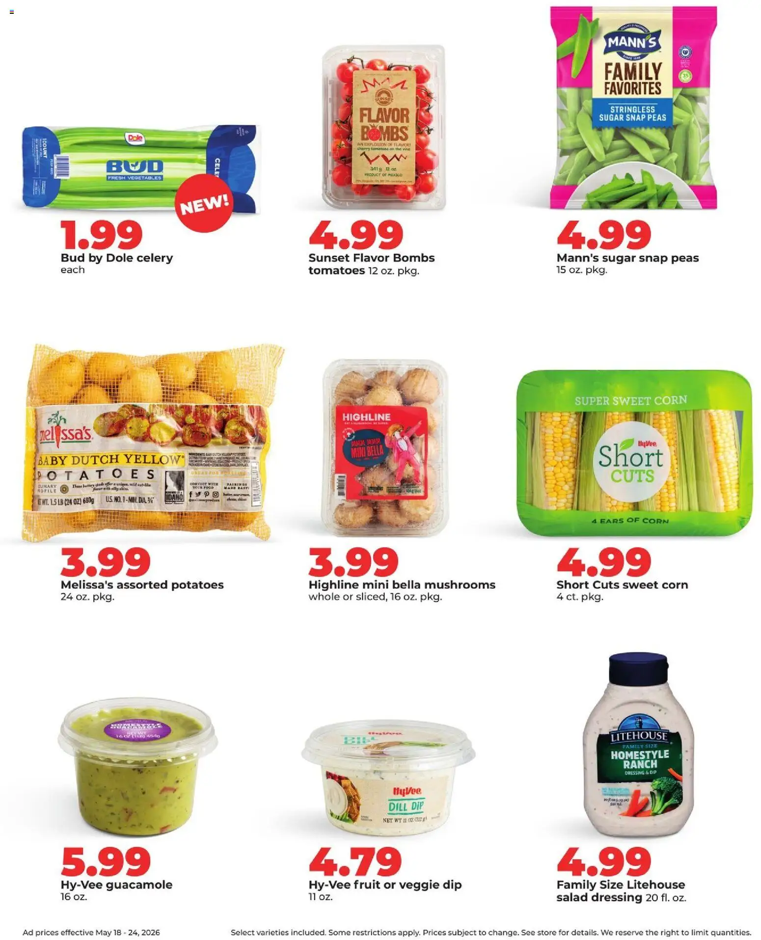 HyVee Weekly Ad - valid from 18.05.2026 | Page: 17 | Products: Tomatoes, Potatoes, Vegetables, Sugar