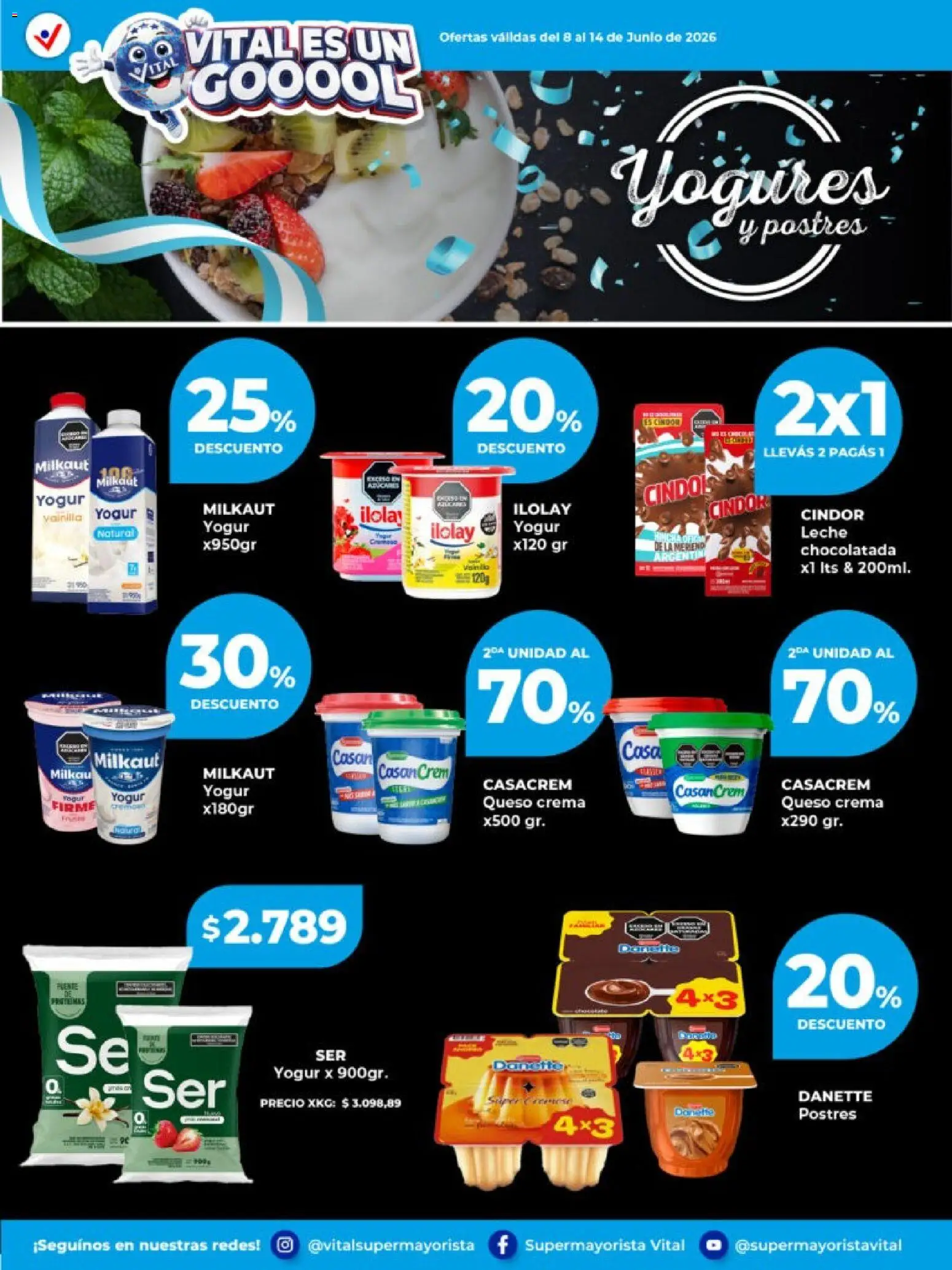 Vital - Especial de frescos │ válido desde el 08.06.2026 | Página: 5 | Productos: Queso crema, Yogur, Chocolatada, Crema
