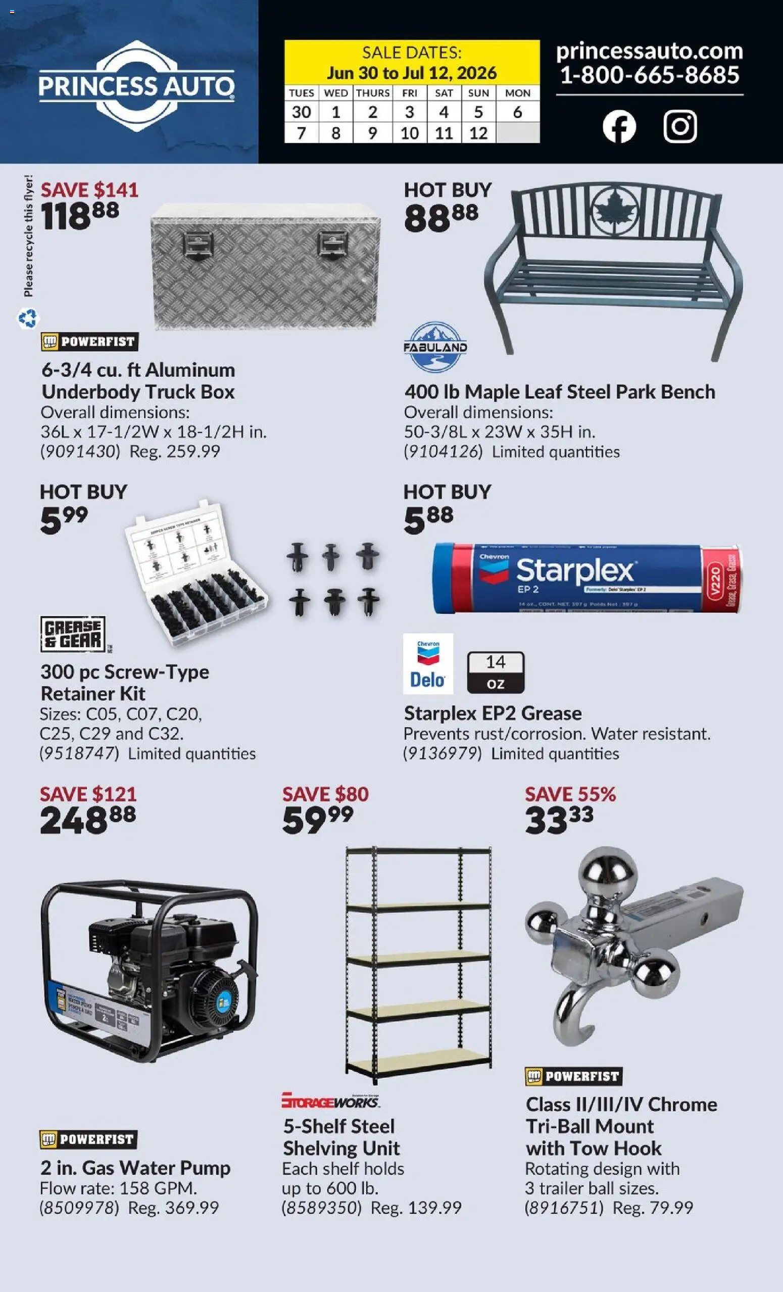 Princess Auto flyer valid from Jun 30, 2026 | Page: 2 | Products: PC, Shelf, Box