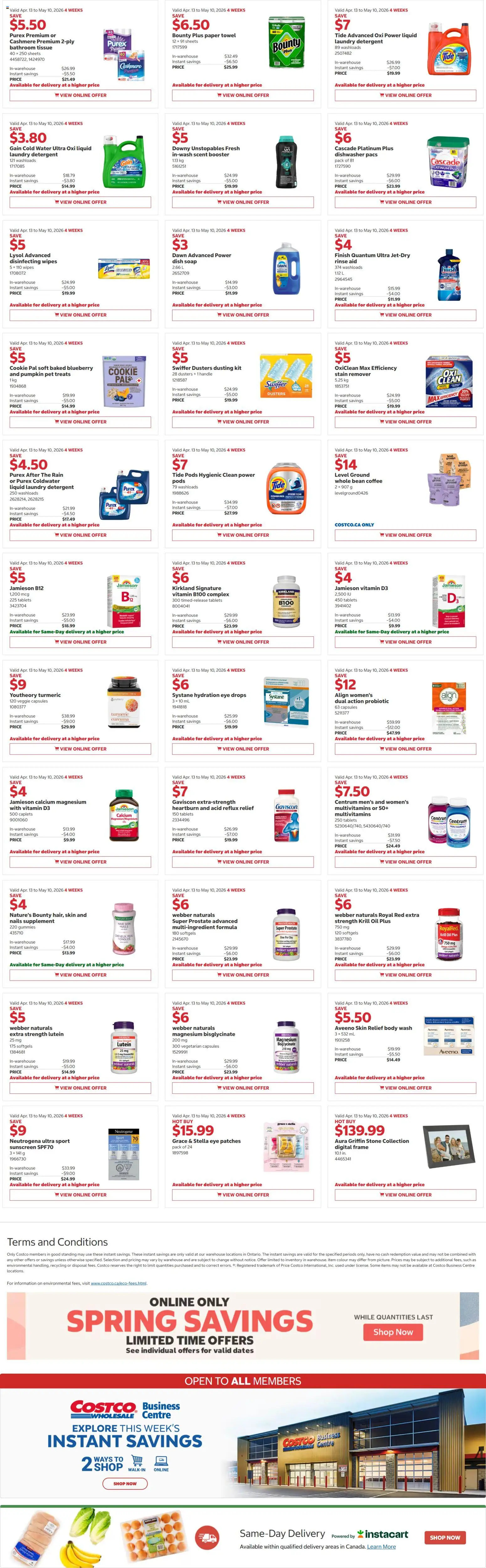 Costco flyer valid from 13.04.2026 | Page: 3 | Products: Dishwasher, Sunscreen, Body wash, Pumpkin