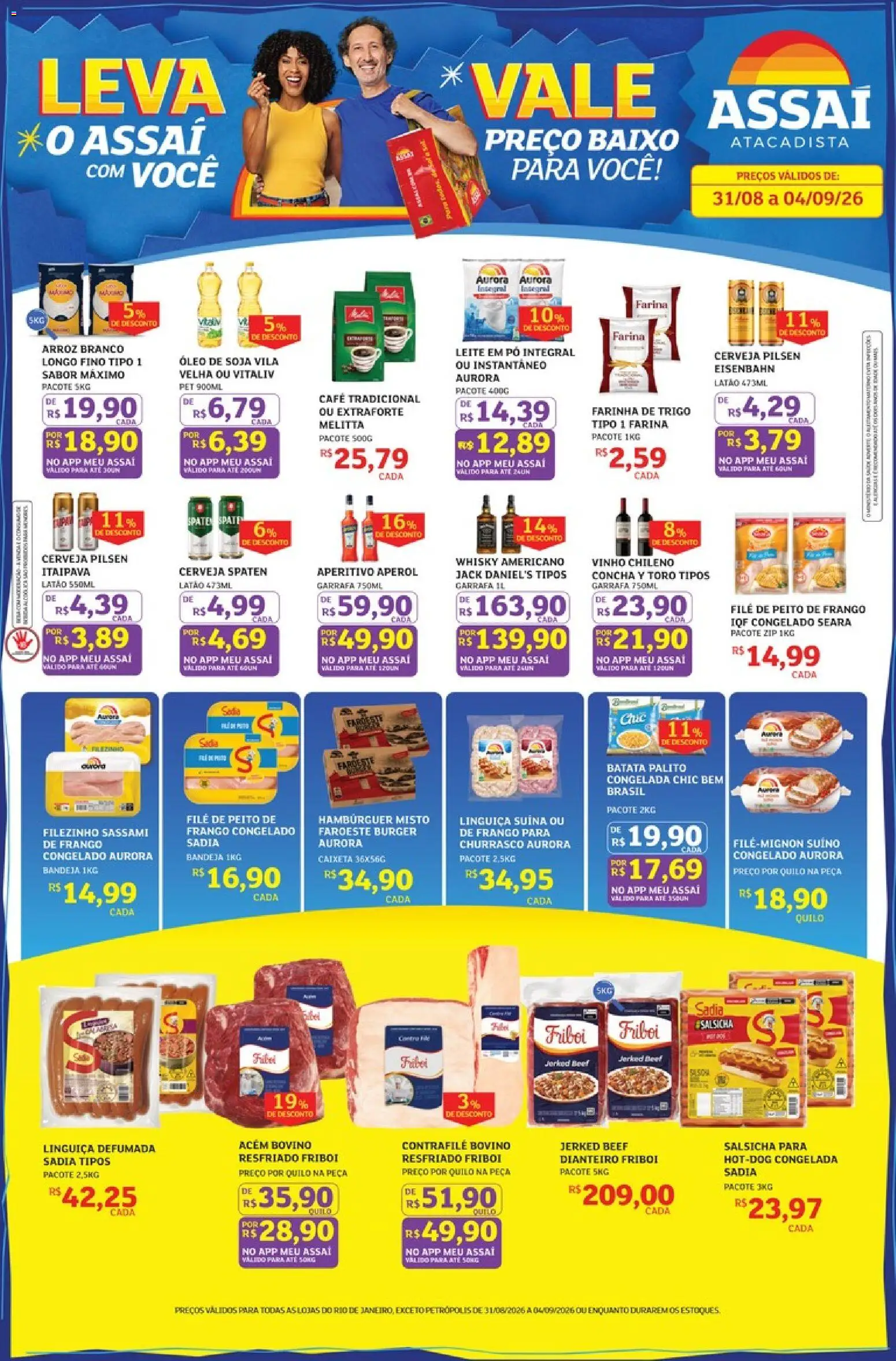Assaí Atacadista Folheto - válido de 31/08/2026 | Página: 1 | Produtos: Aperol, Farinha de trigo, Vinho, Peito de frango