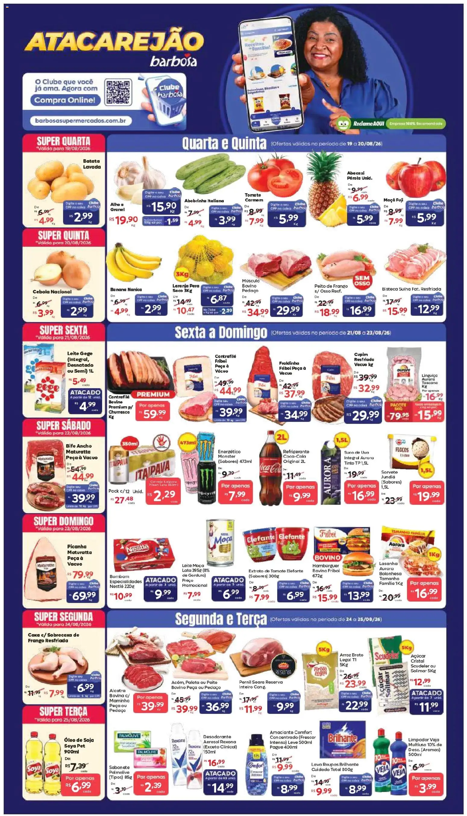 Barbosa Supermercados Folheto - válido de 19/08/2026 | Página: 1 | Produtos: Cebola, Especialidades, Açúcar, Frango