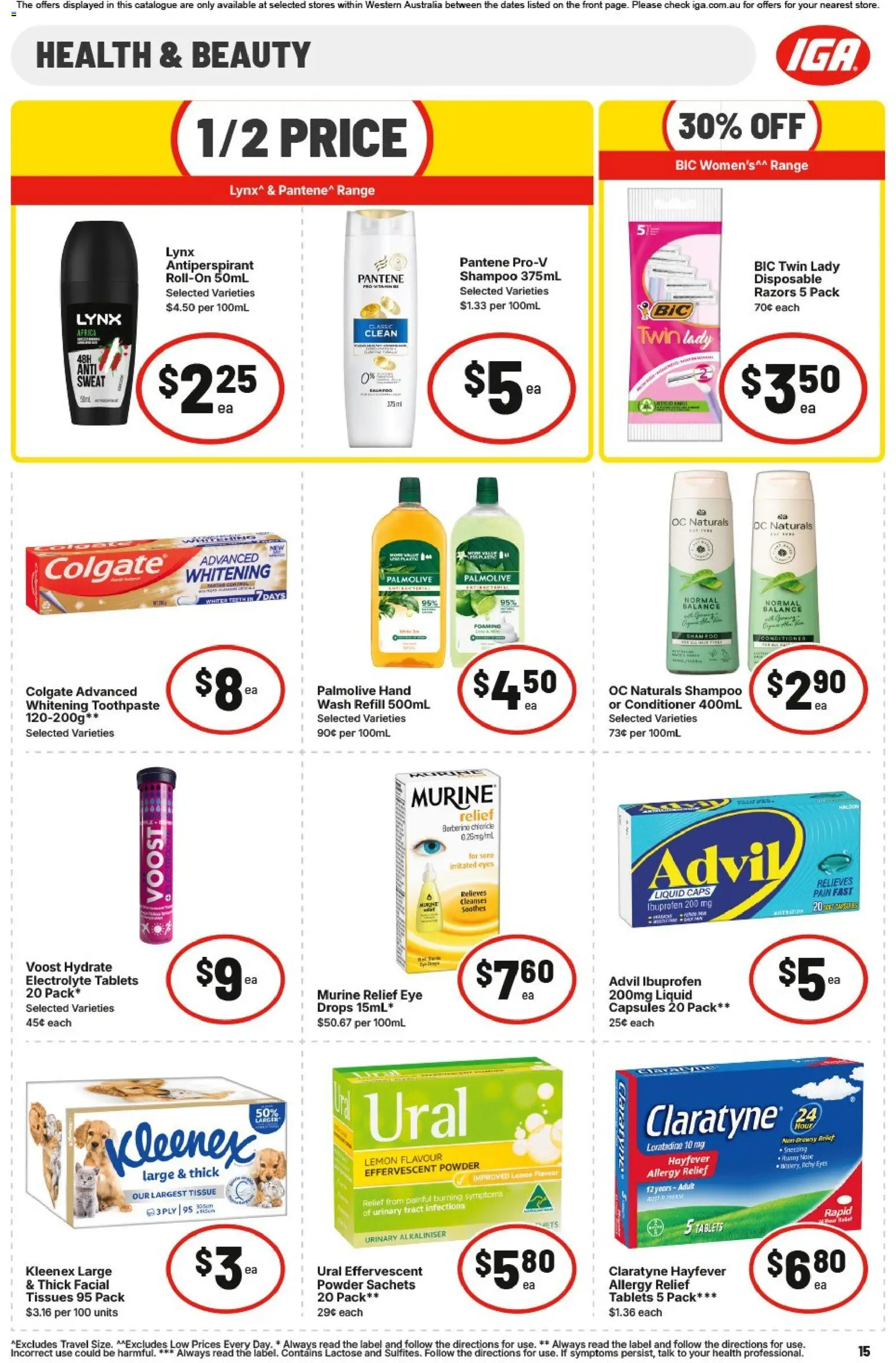 IGA catalogue - valid from 01/07/2026 | Page: 15 | Products: Powder, Shampoo, Toothpaste, Runny nose