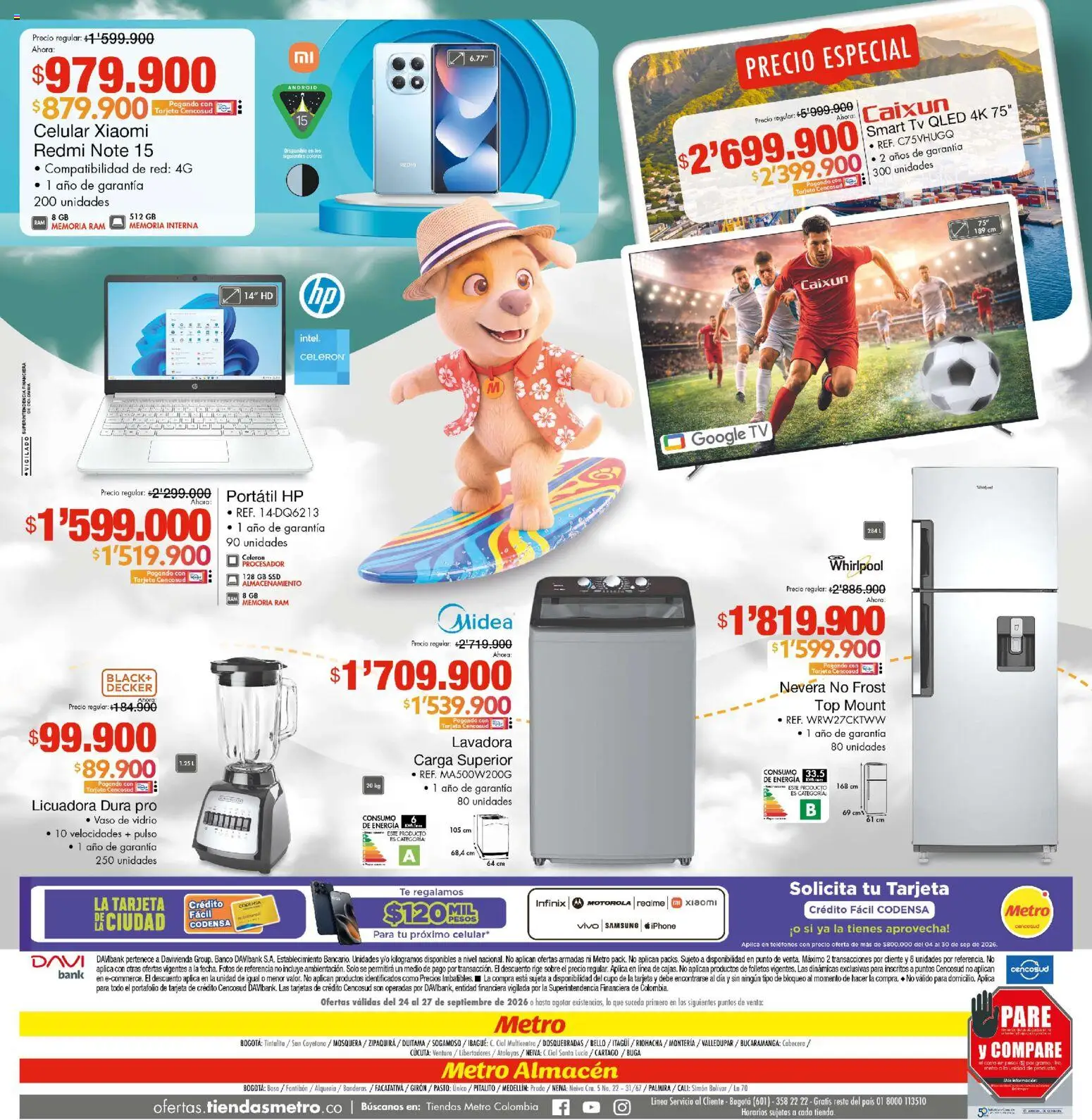 Metro revista - valida desde el 24/09/2026 | Página: 4 | Productos: Té, Banco, Licuadora, Top