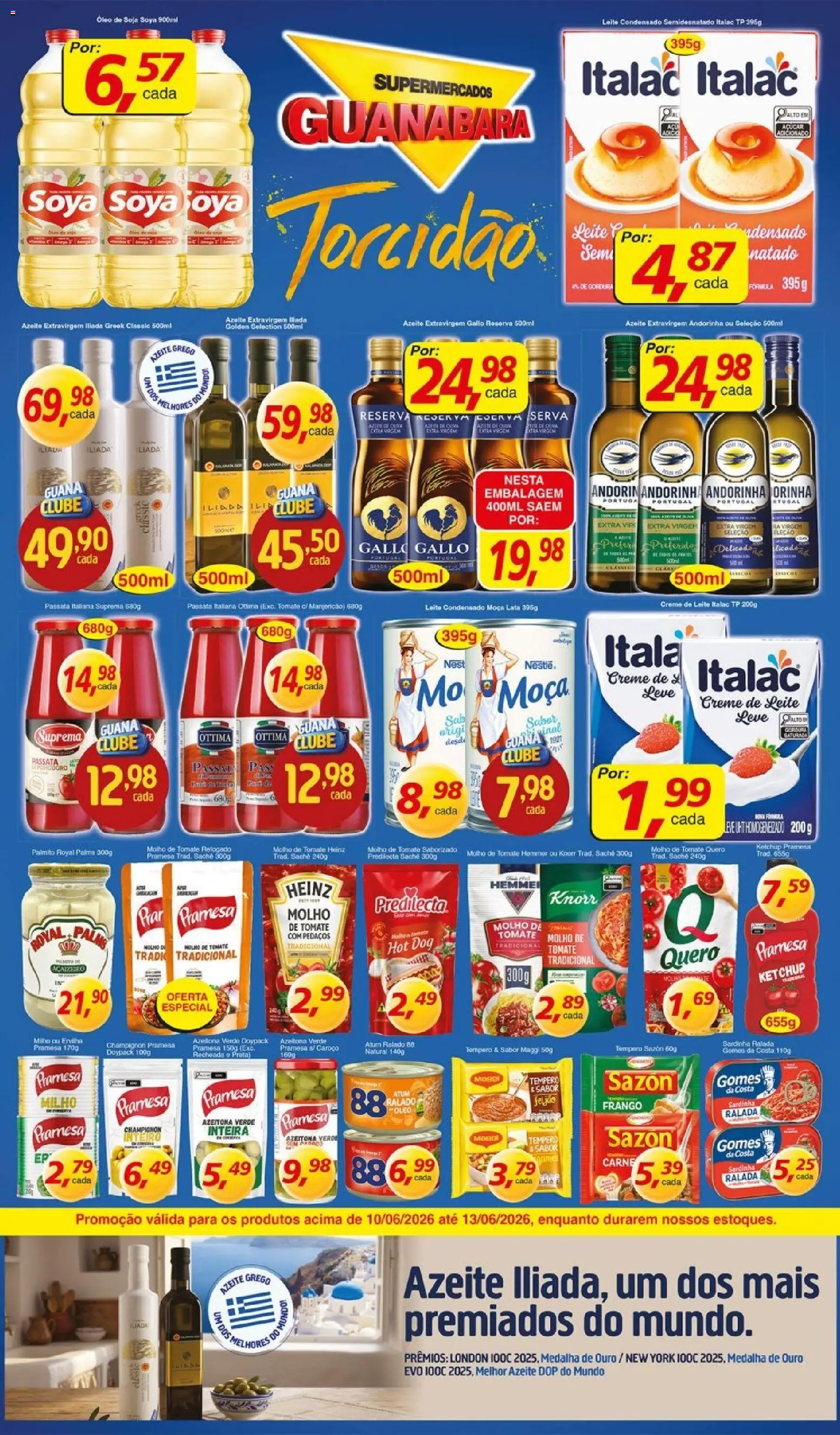 Supermercados Guanabara Folheto - válido de 10.06.2026 | Página: 3 | Produtos: Leite, Gomes da costa, Ketchup, Sardinha