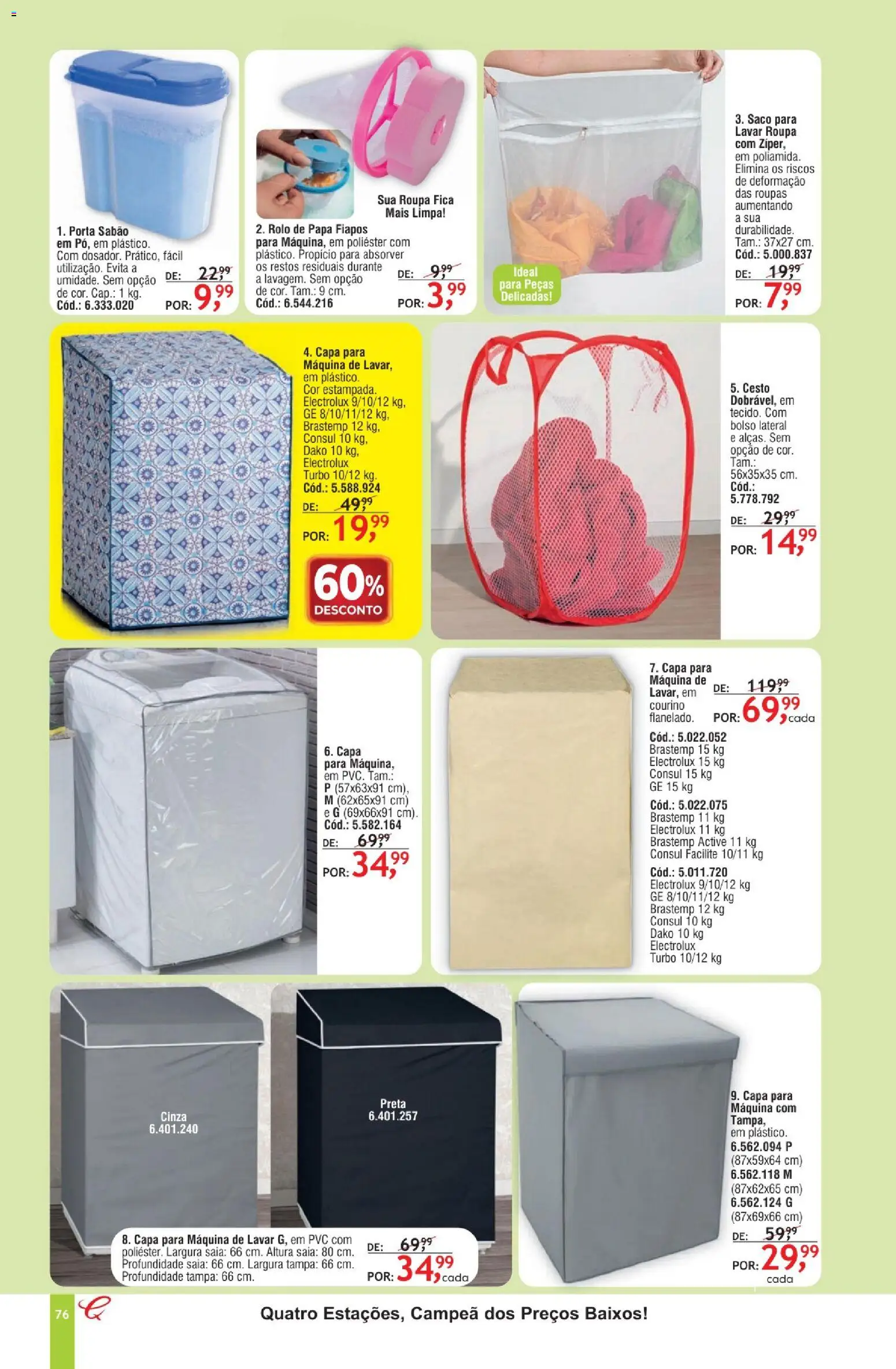 Quatro Estações Folheto - válido de 01.05.2026 | Página: 72 | Produtos: Máquina de lavar, Sabão, Roupas, Saia