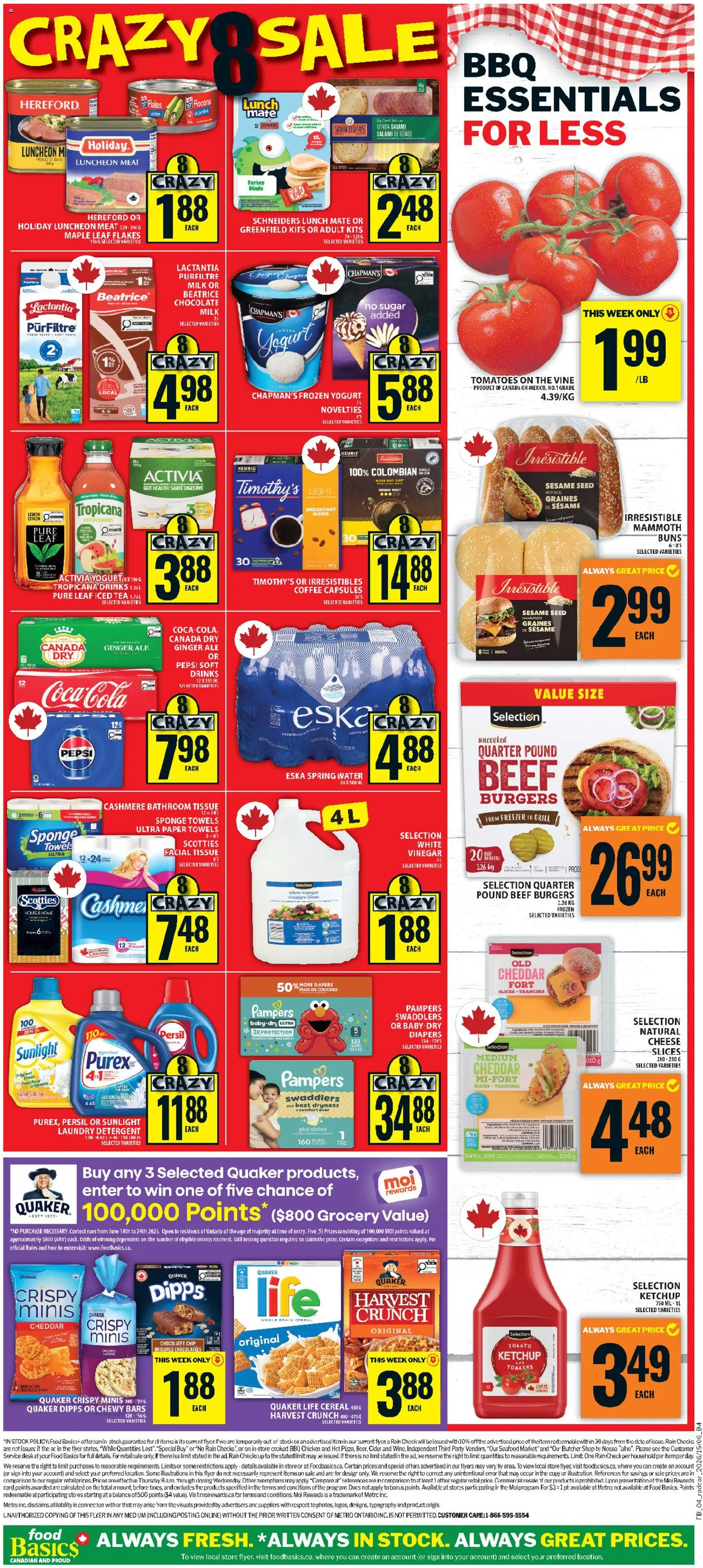Food Basics flyer valid from 18.06.2026 | Page: 2 | Products: Ketchup, Flakes, Milk, Salami