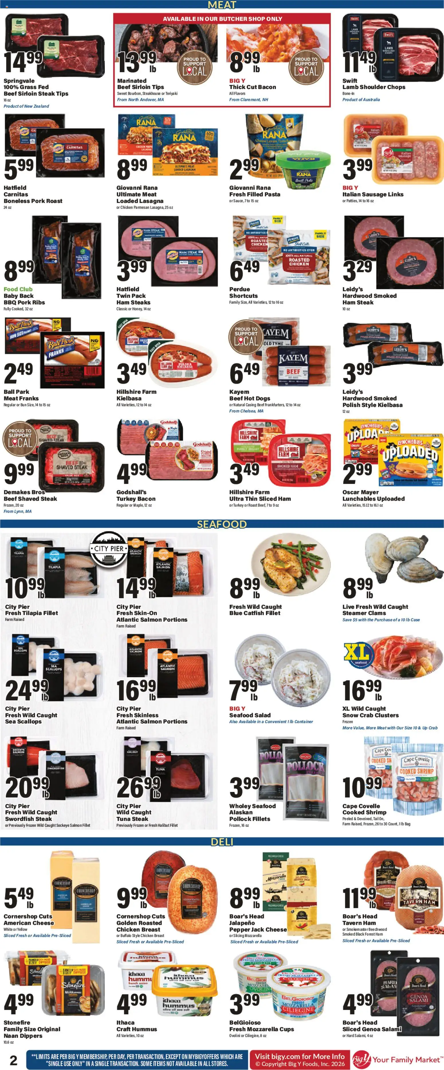 Big Y Weekly Ad - valid from 08/20/2026 | Page: 3 | Products: Chicken, Bacon, Case, Salmon fillet