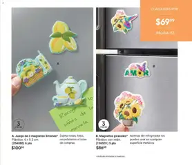 Vista previa de A. Juego de 3 magnetos limones*, Suje	ata notas, fotos, recordatorios o listas de compras., nuevo folleto de la tienda, válido en México a partir del 10/07/2026 | Página: 153 | Productos: Refrigerador, Juego