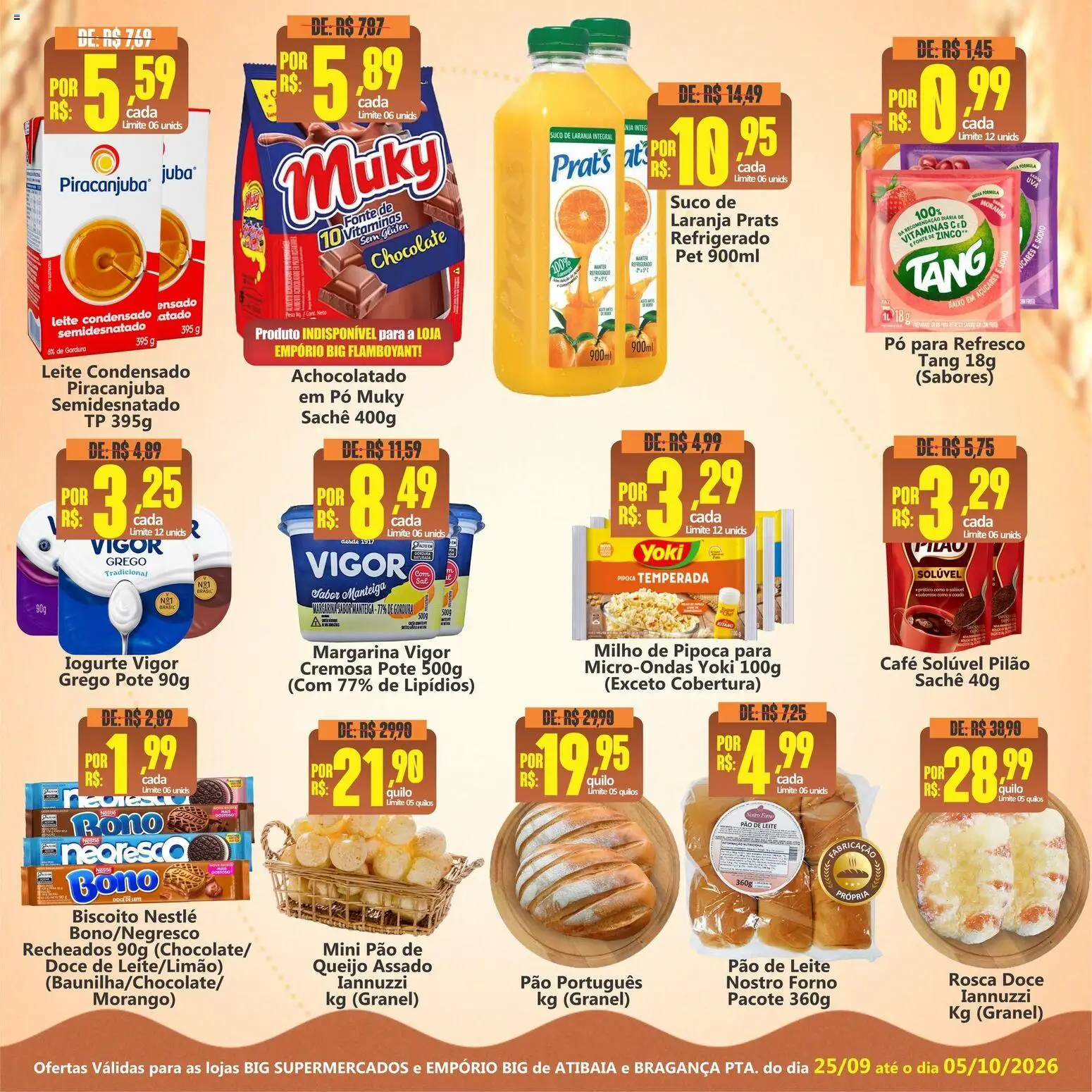 Big Supermercados Folheto - válido de 25/09/2026 | Página: 2 | Produtos: Biscoito, Achocolatado, Manteiga, Queijo