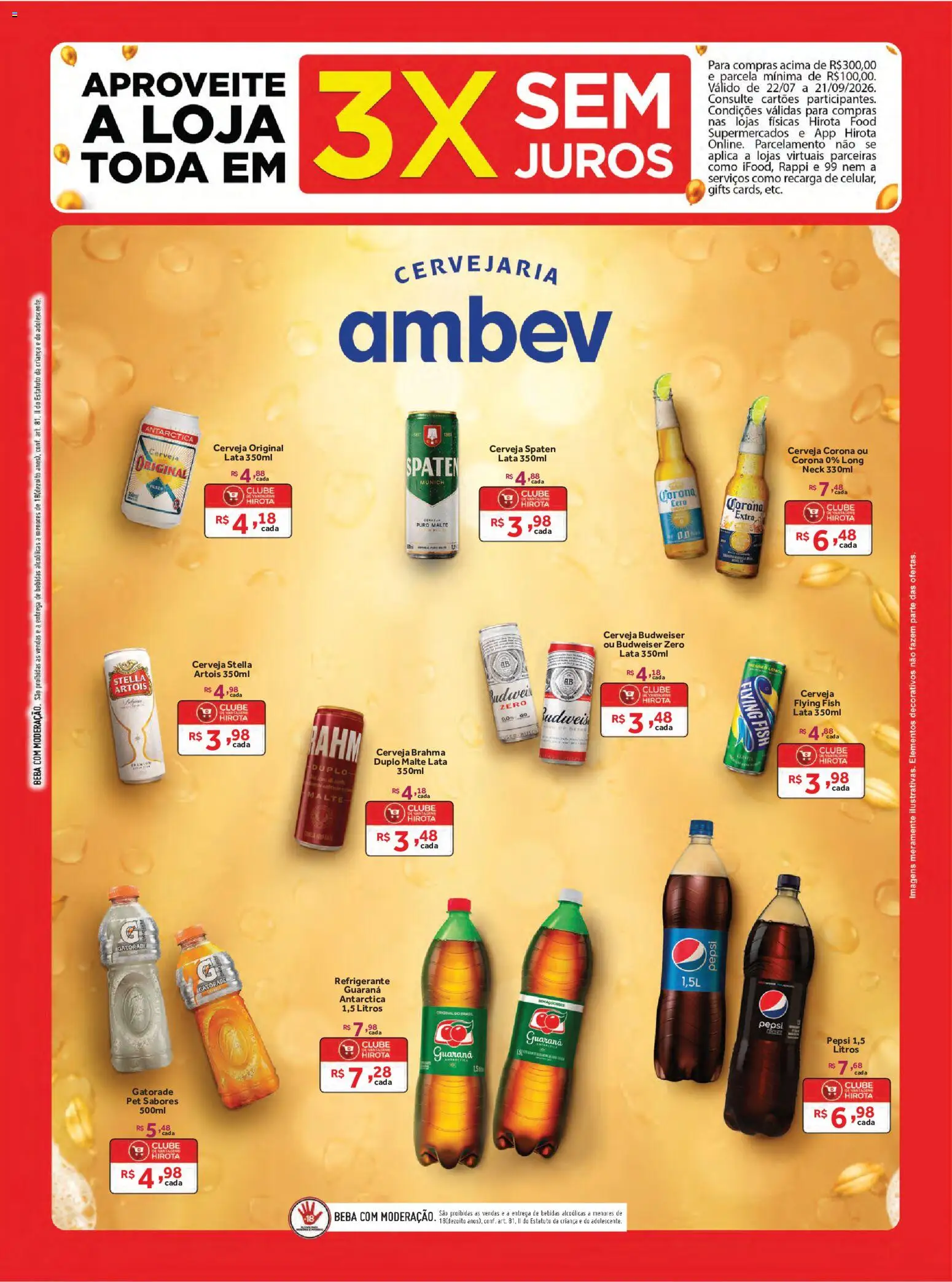 Hirota Food Folheto - válido de 22/07/2026 | Página: 9 | Produtos: Guaraná, Gatorade, Cerveja, Refrigerante