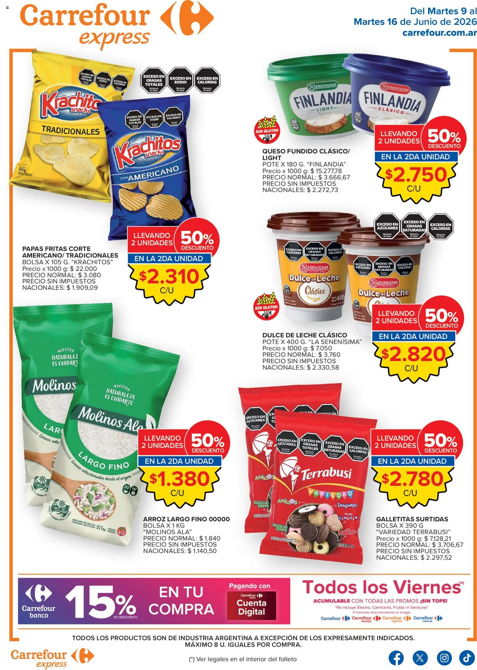 Carrefour ofertas │ válido desde el 09.06.2026 | Página: 1 | Productos: Bolsa, Galletitas, Leche, Arroz
