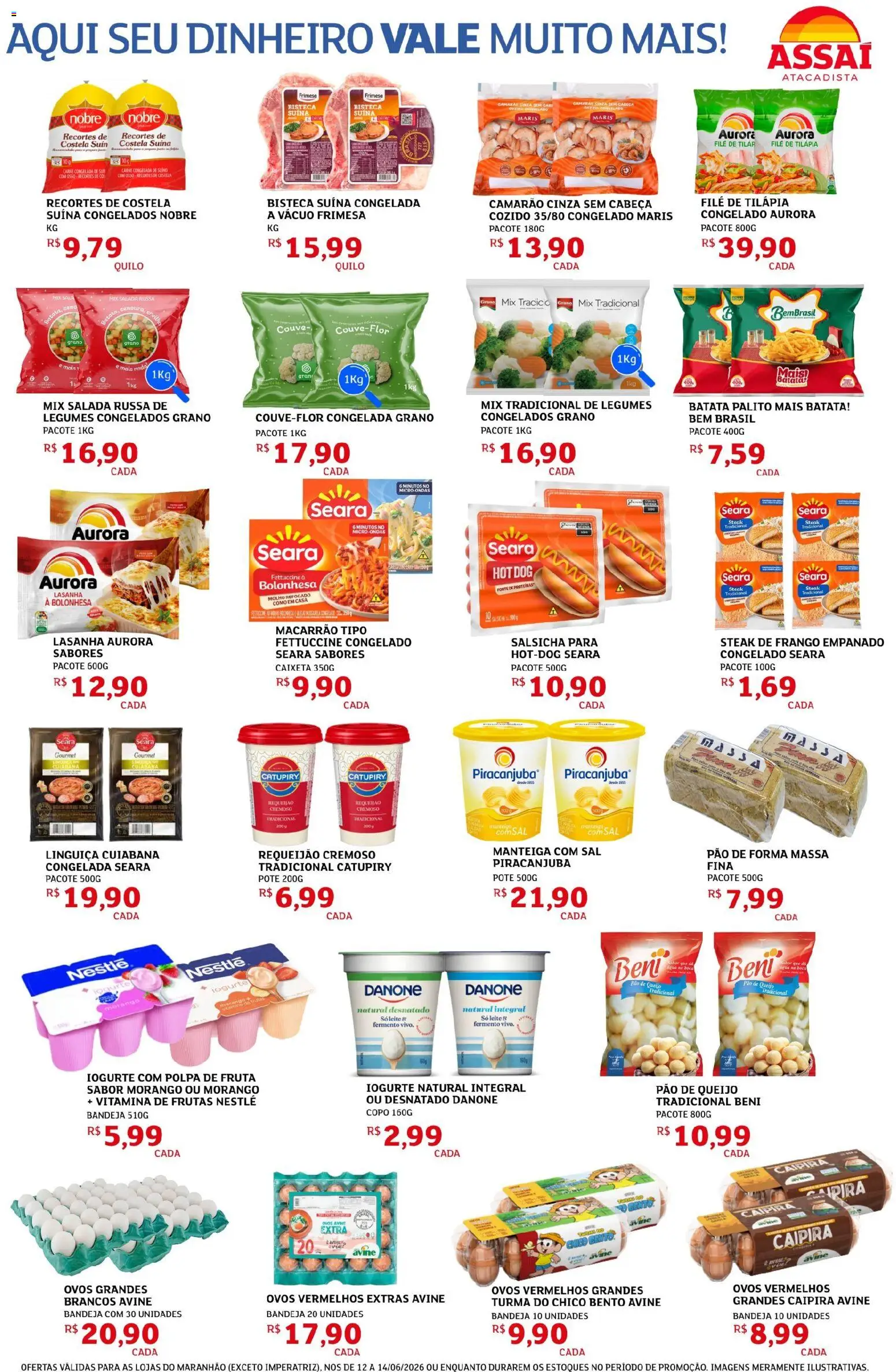Assaí Atacadista Folheto - válido de 12.06.2026 | Página: 3 | Produtos: Camarão, Iogurte, Catupiry, Couve