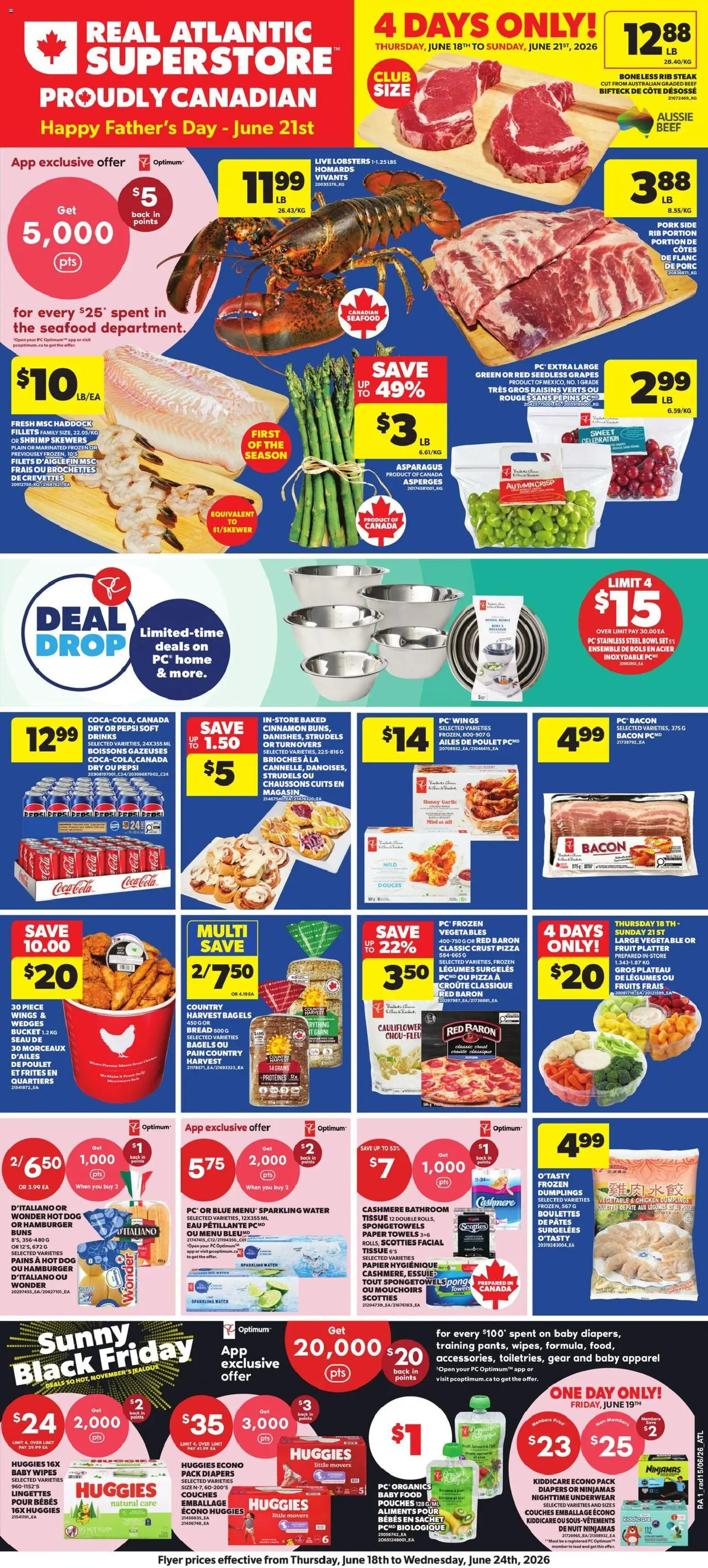 Atlantic Superstore flyer valid from 18.06.2026 | Page: 1 | Products: Beef, PC, Bread, Underwear