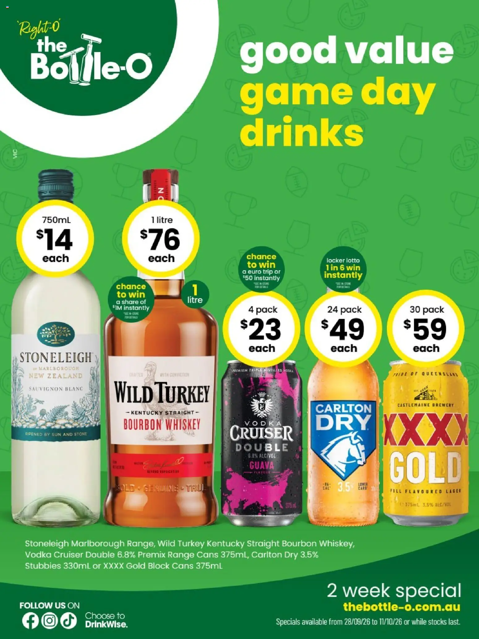 The Bottle-O catalogue - valid from 28/09/2026 | Page: 1 | Products: Drinks, Bourbon, Turkey, Game