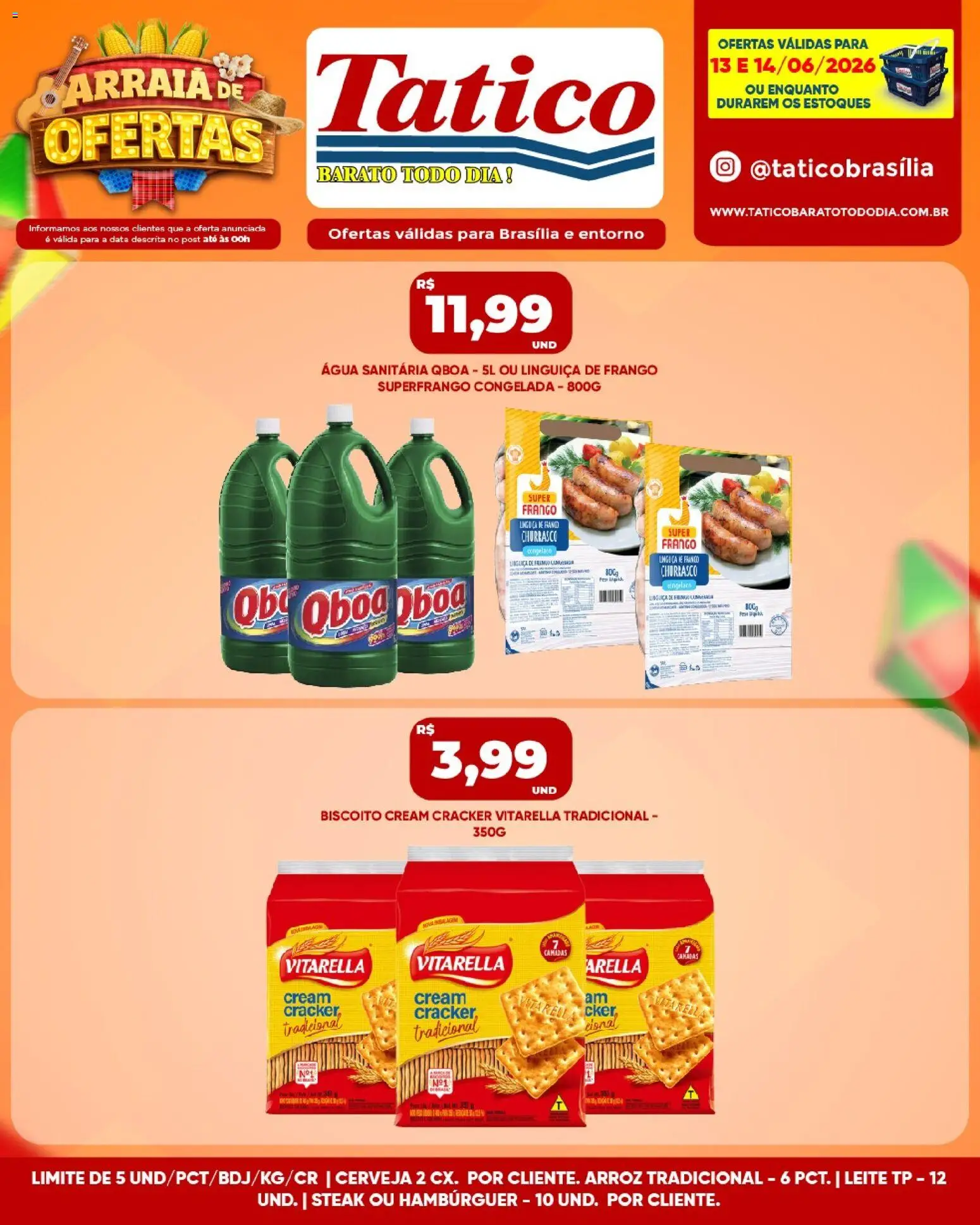 Tatico Folheto - válido de 13.06.2026 | Página: 9 | Produtos: Biscoito, Arroz, Hambúrguer, Cream cracker