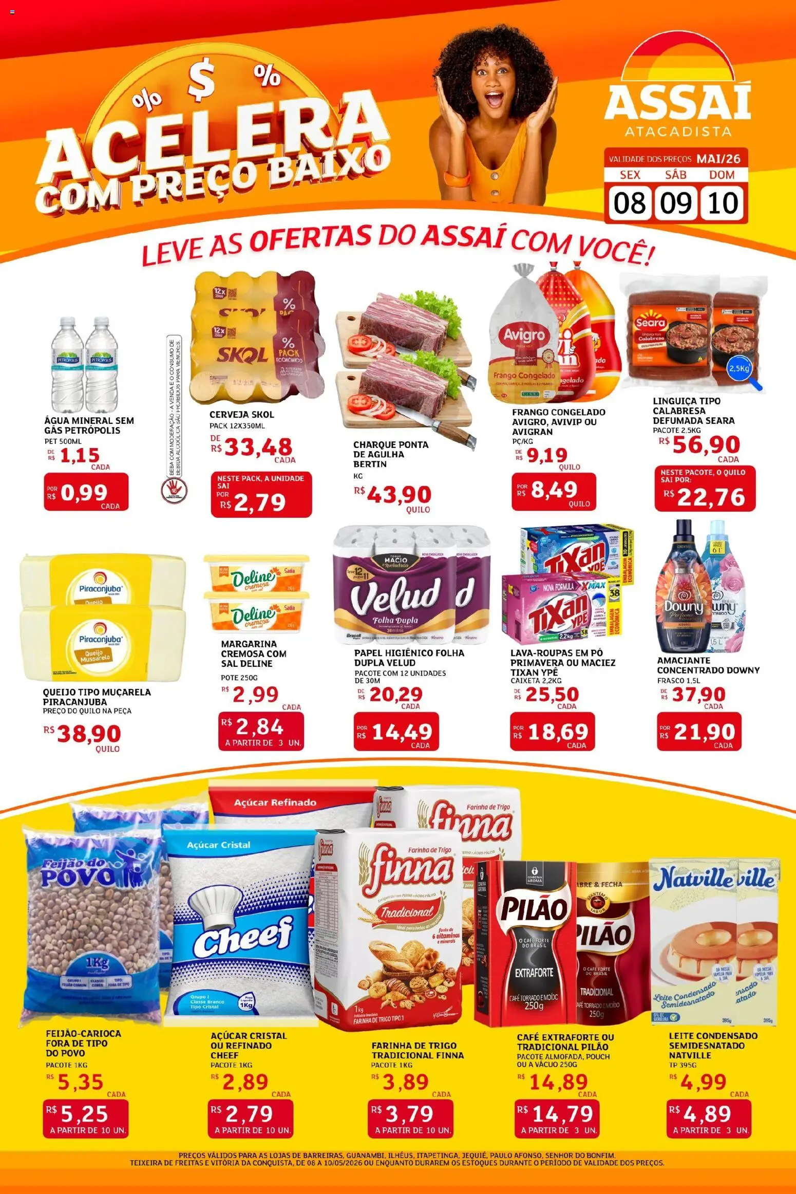 Assaí Atacadista Folheto - válido de 08.05.2026 | Página: 1 | Produtos: Leite, Café, Mussarela, Amaciante