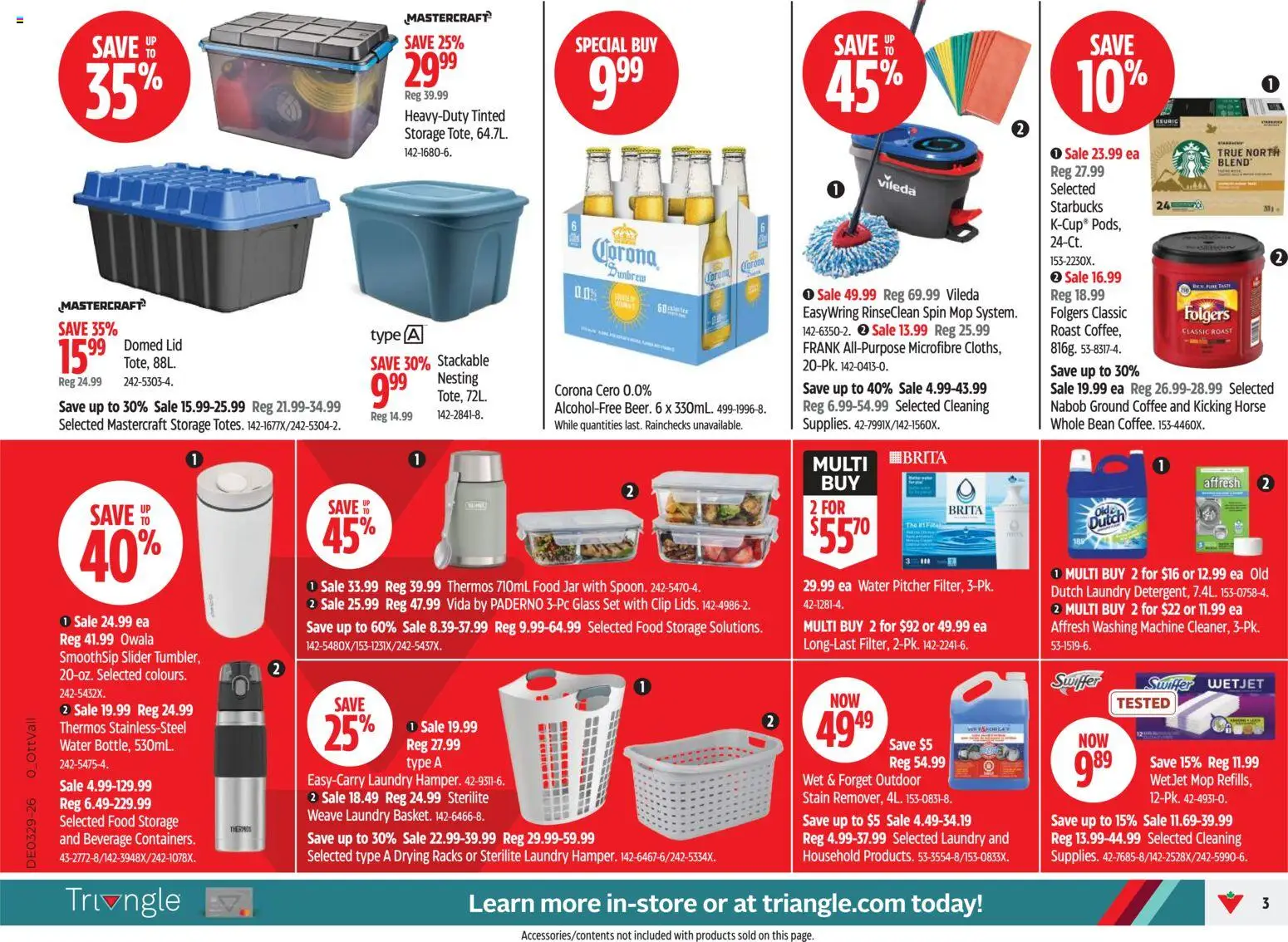 Canadian Tire flyer valid from Jul 16, 2026 | Page: 3 | Products: Water, Washing machine, Food, Coffee