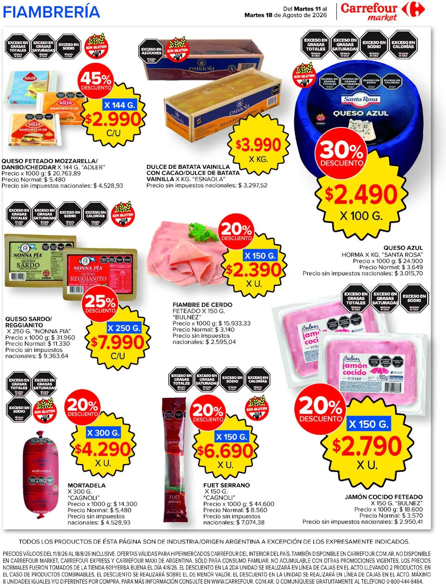 Carrefour Market catálogo │ válido desde el 11/08/2026 | Página: 8 | Productos: Teléfono, Batata, Dulce, Cerdo