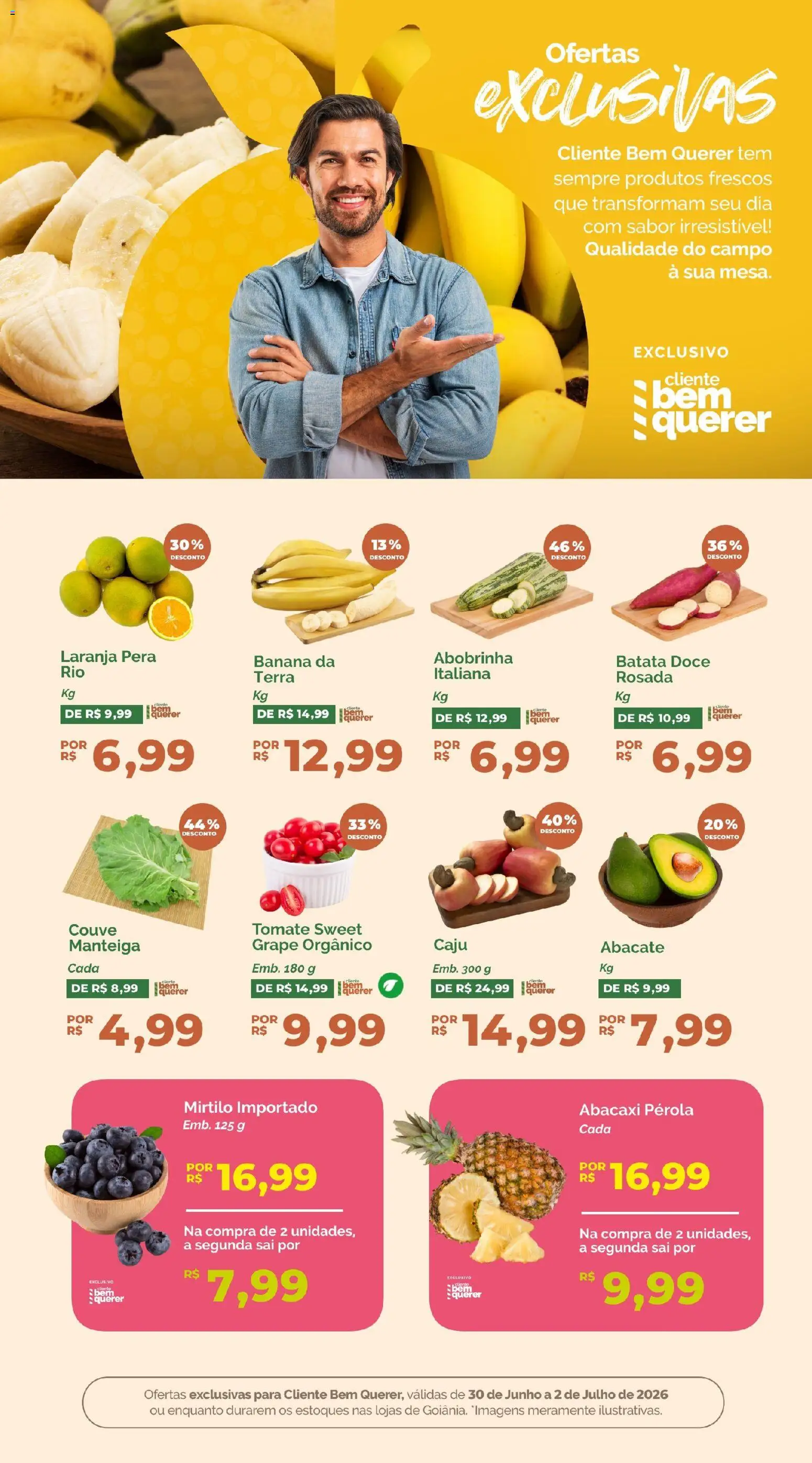 Oba Hortifruti Folheto - válido de 30/06/2026 | Página: 3 | Produtos: Pera, Abacaxi, Batata, Couve