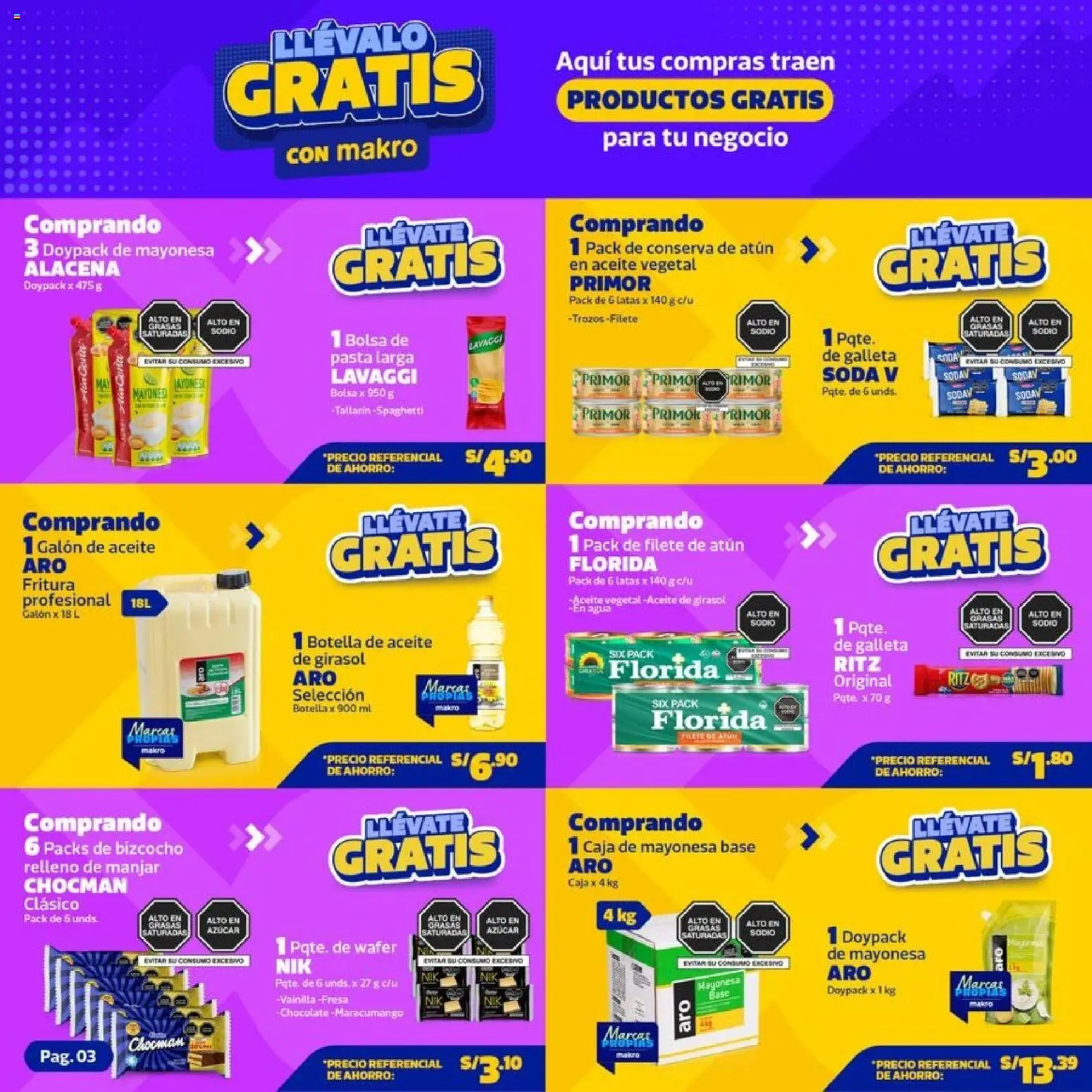 Catálogo Makro válido desde 04.06.2026 | Página: 3 | Productos: Caja, Aceite, Pasta, Bolsa