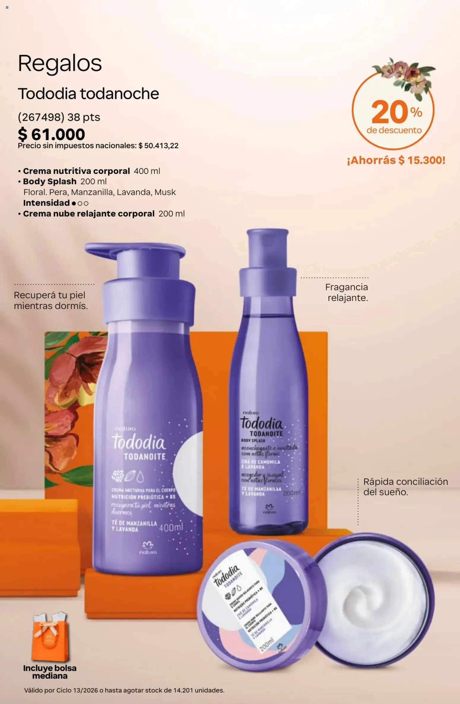 Catálogo Natura Ciclo 13 │ válido desde el 02/09/2026 | Página: 22 | Productos: Body, Bolsa, Té, Crema