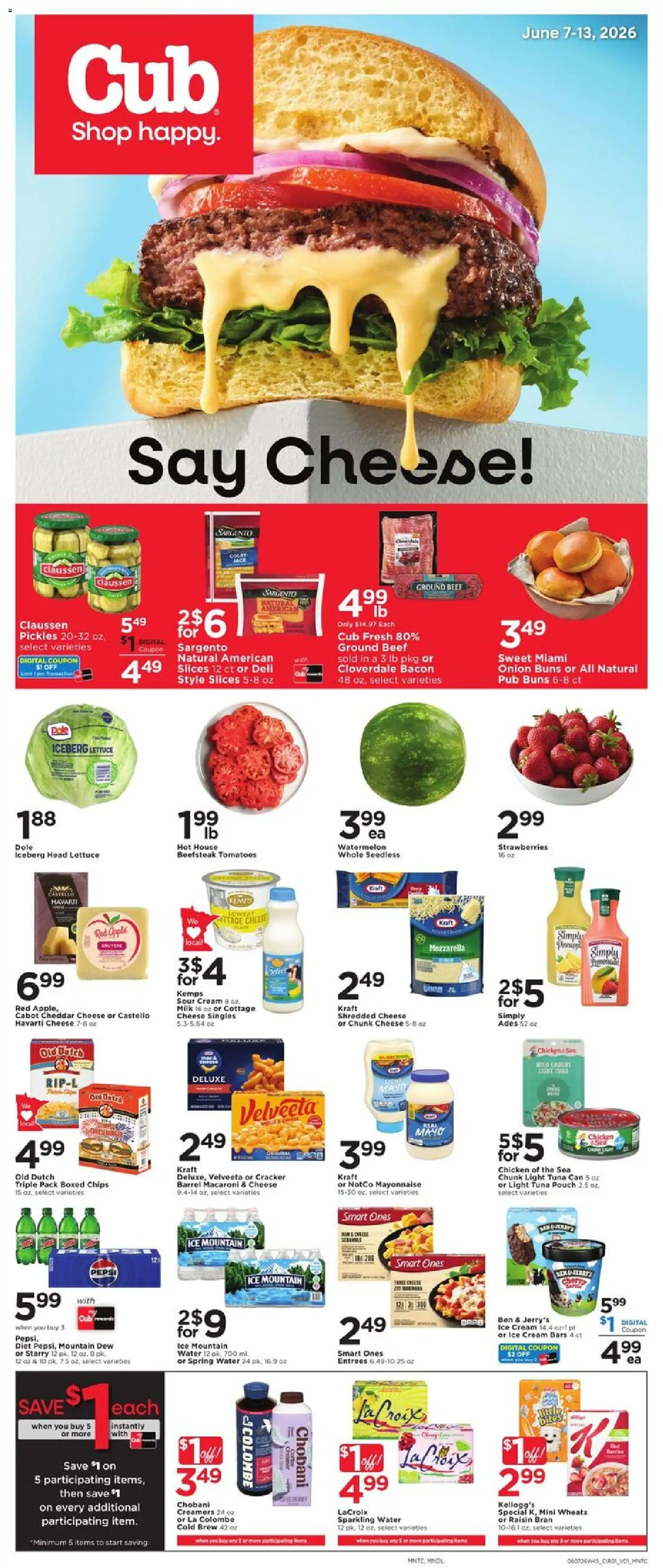 Cub Foods Weekly Ad - valid from 07.06.2026 | Page: 1 | Products: Lettuce, Tomatoes, Cream, Ice cream