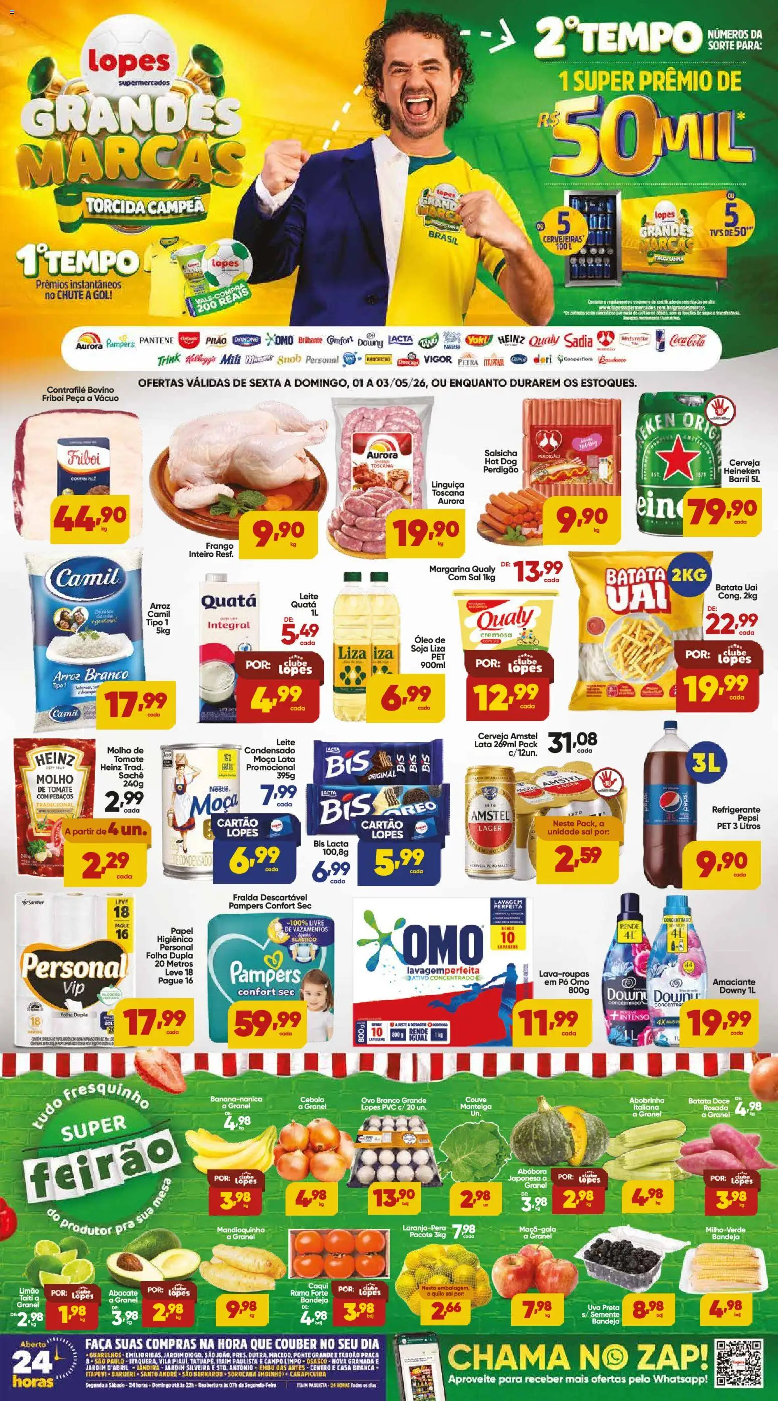 Lopes Supermercados Folheto - válido de 01.05.2026 | Página: 1 | Produtos: Cebola, Leite, Heineken, Sal