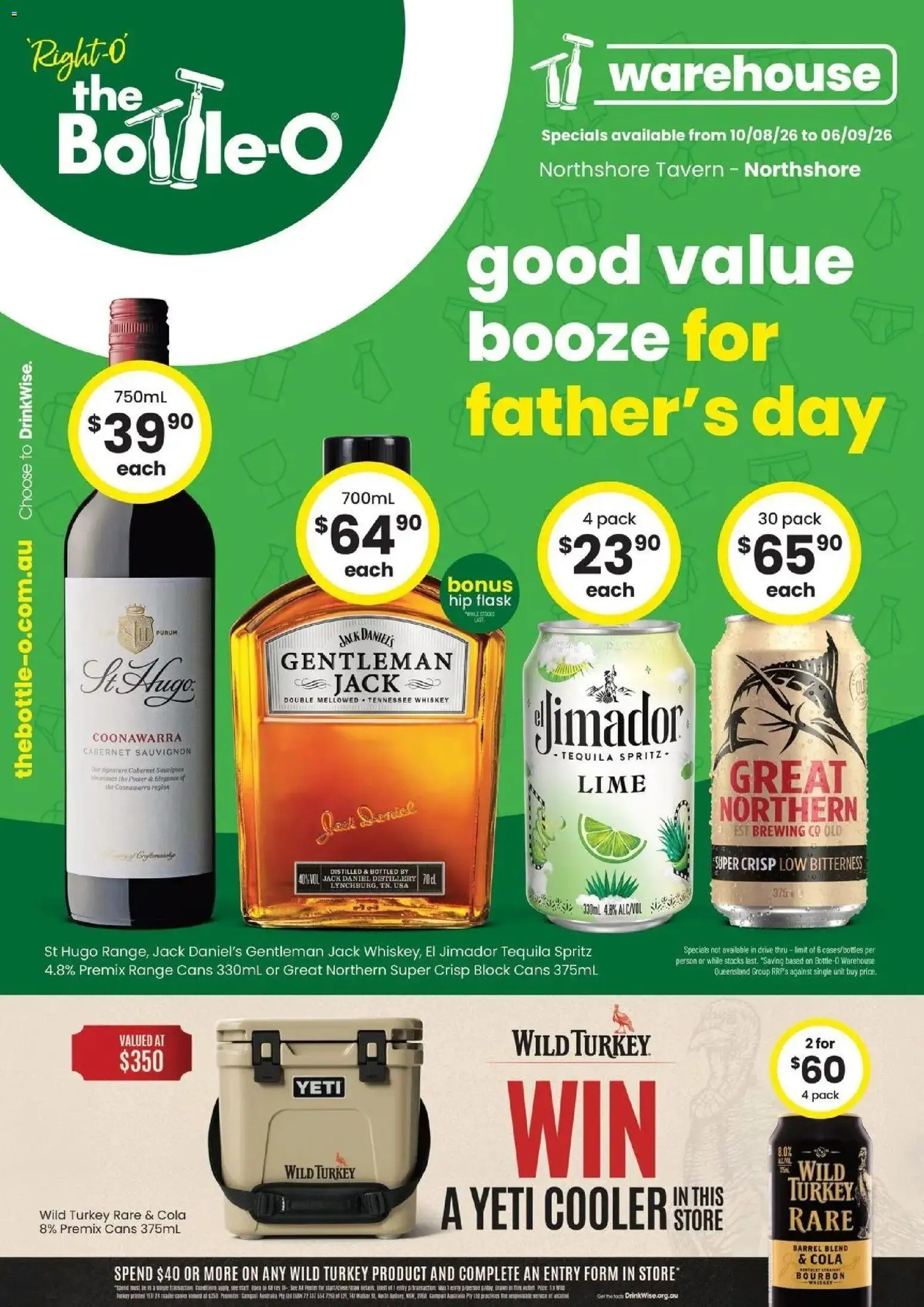 The Bottle-O catalogue - valid from 10/08/2026 | Page: 1 | Products: Whiskey, Turkey, Lime, Jack Daniel’s