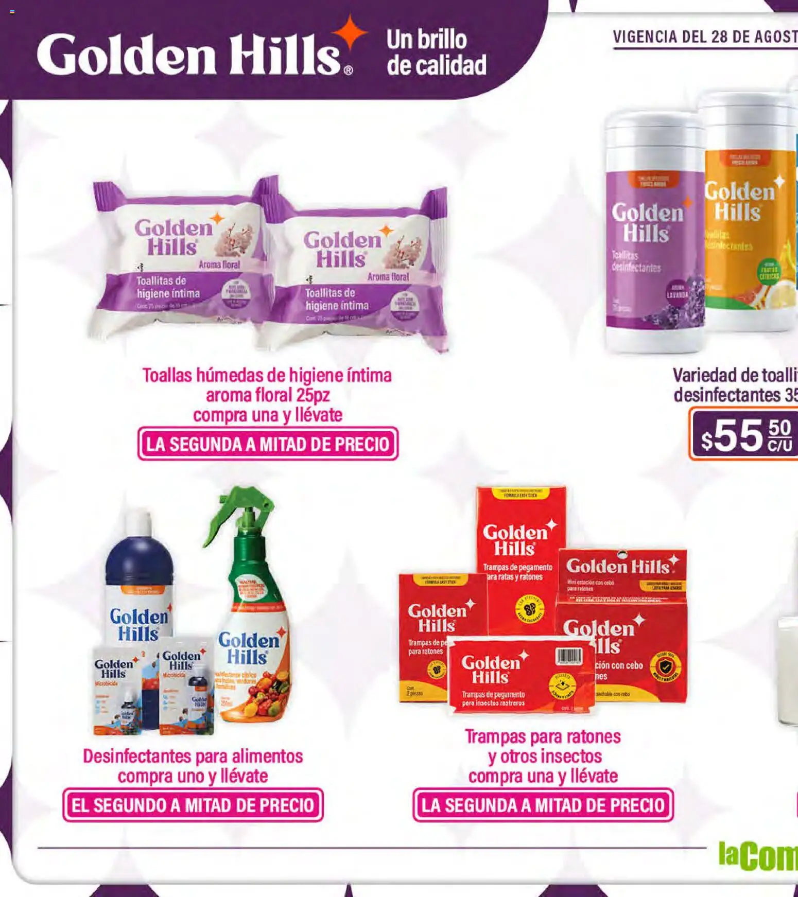 Nuevas ofertas de La Comer válidas en toda la República Mexicana desde el 28/08/2026. ¡Encuentra las mejores ofertas en La Comer folleto Golden Hills! | Página: 24 | Productos: Brillo, Pegamento, Toallas, Higiene íntima