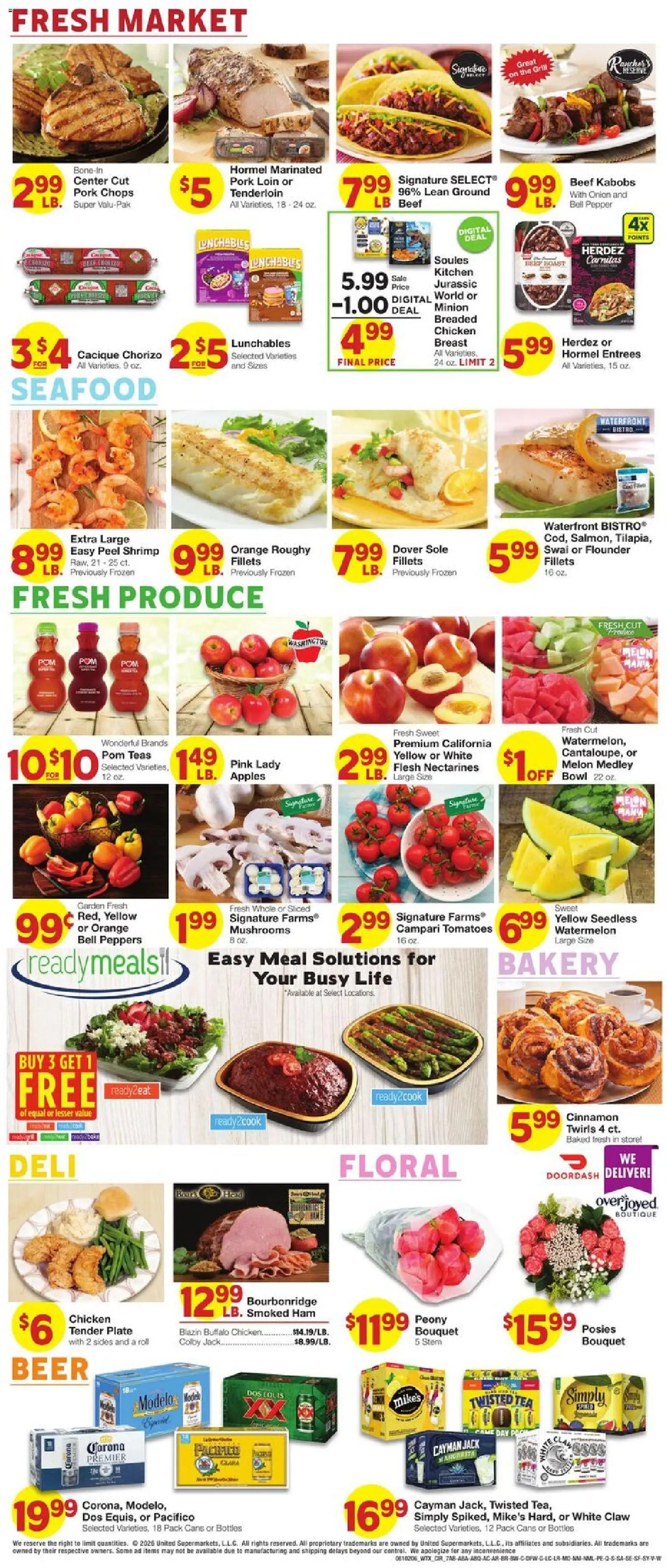 United Supermarkets Weekly Ad - valid from 10.06.2026 | Page: 7 | Products: Bakery, Pork, Apples, Beef