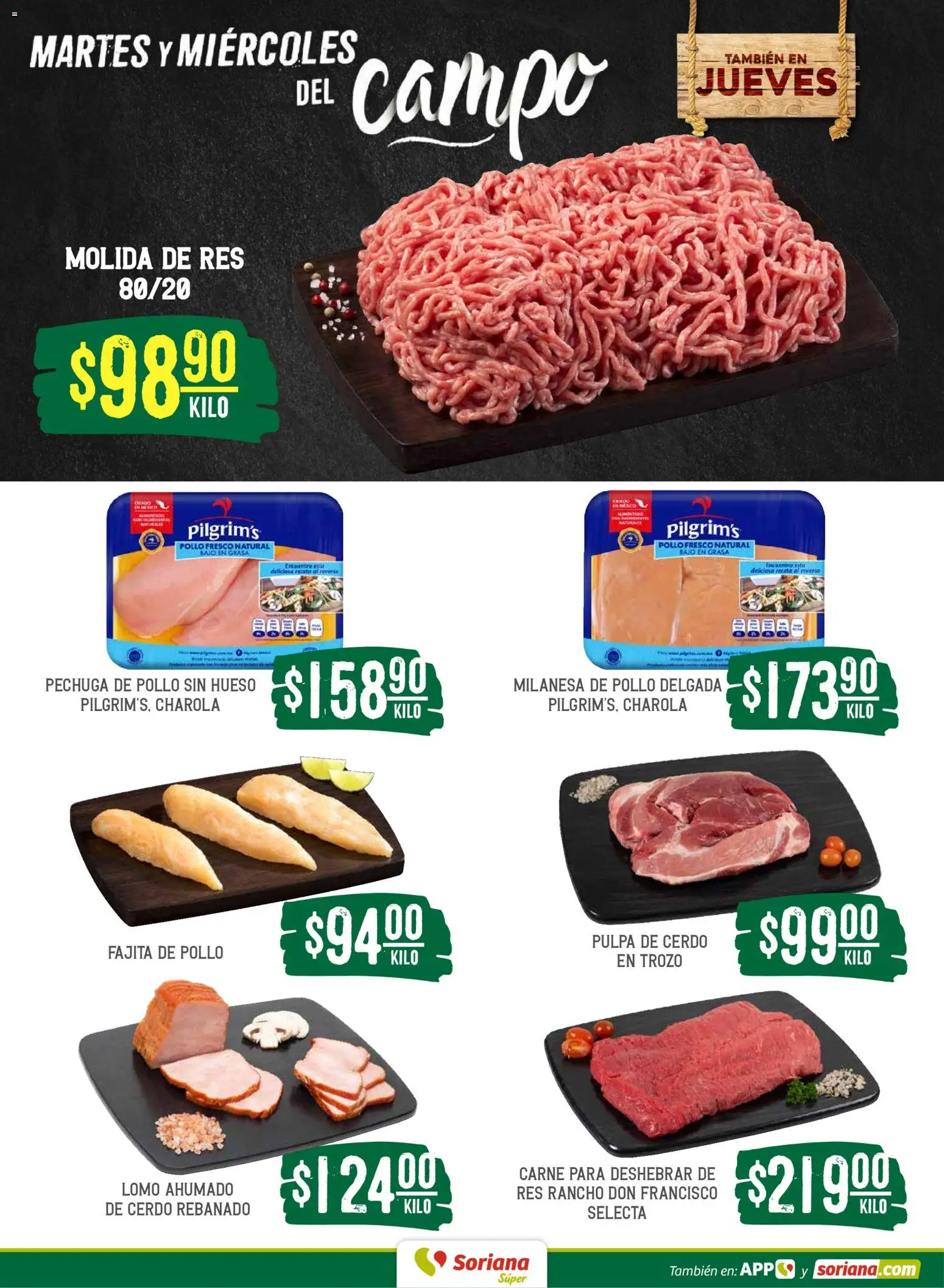 Nuevas ofertas de Soriana válidas en toda la República Mexicana desde el 12.05.2026. ¡Encuentra las mejores ofertas en Soriana Martes y Miércoles del Campo Súper: Tamaulipas (excepto Cd. Victoria y Tampico)! | Página: 4 | Productos: Pollo, Milanesa, Cerdo, Res