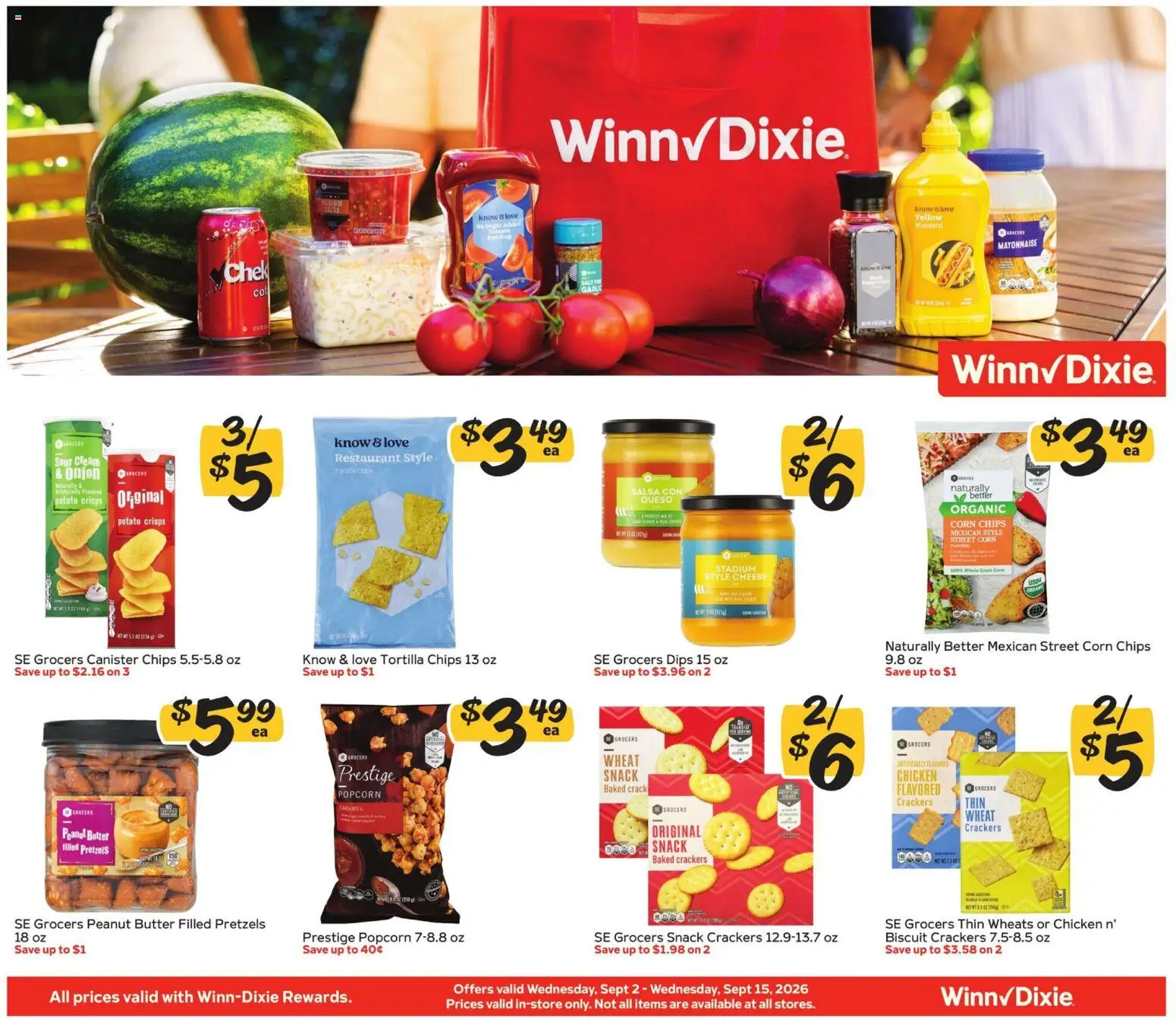 Winn Dixie In-Store Flyer - valid from 09/02/2026 | Page: 6 | Products: Cheese, Chips, Tortilla chips, Mayonnaise