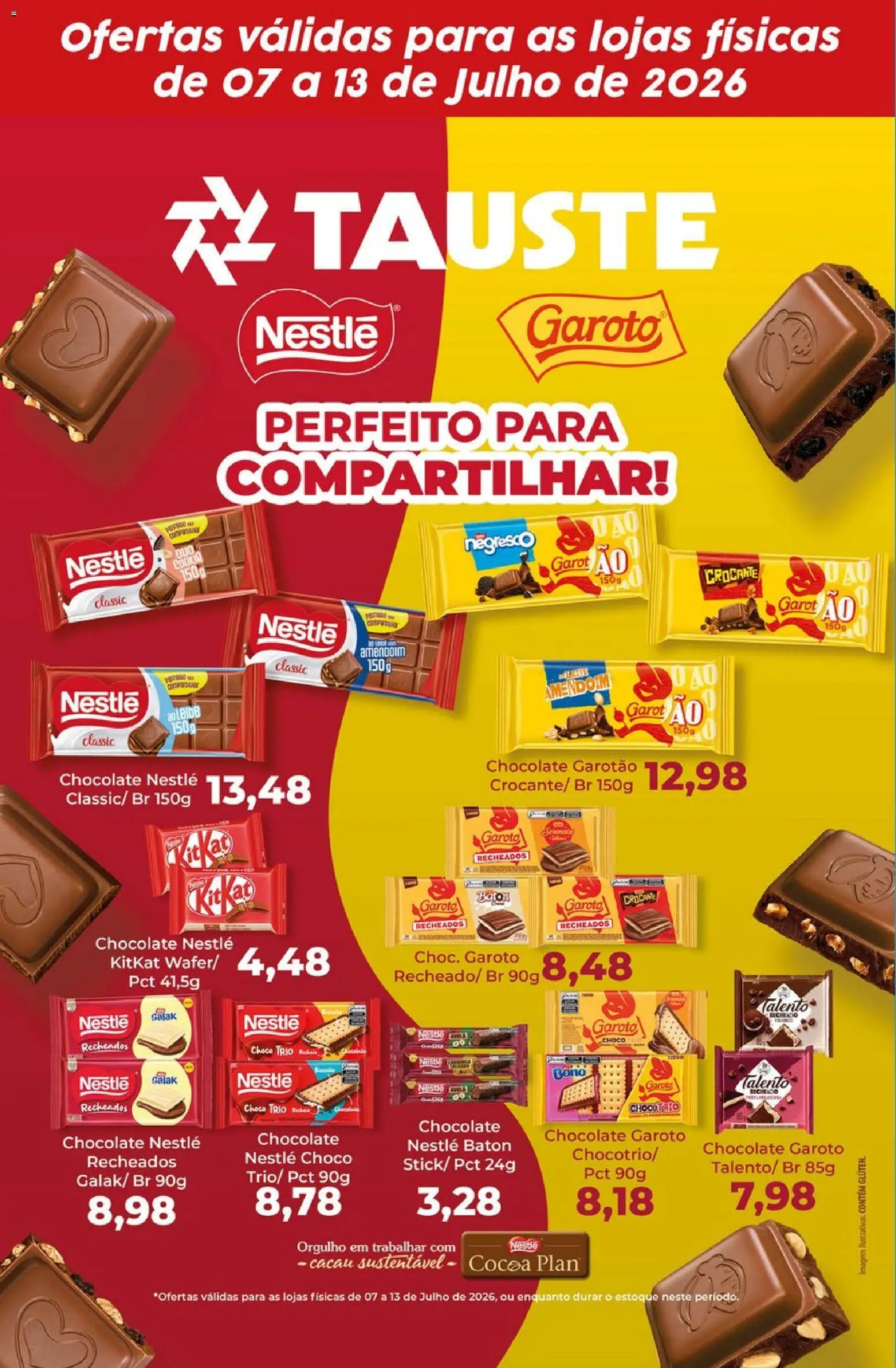 Tauste Folheto - válido de 07/07/2026 | Página: 1 | Produtos: Amendoim, Leite, Chocolate