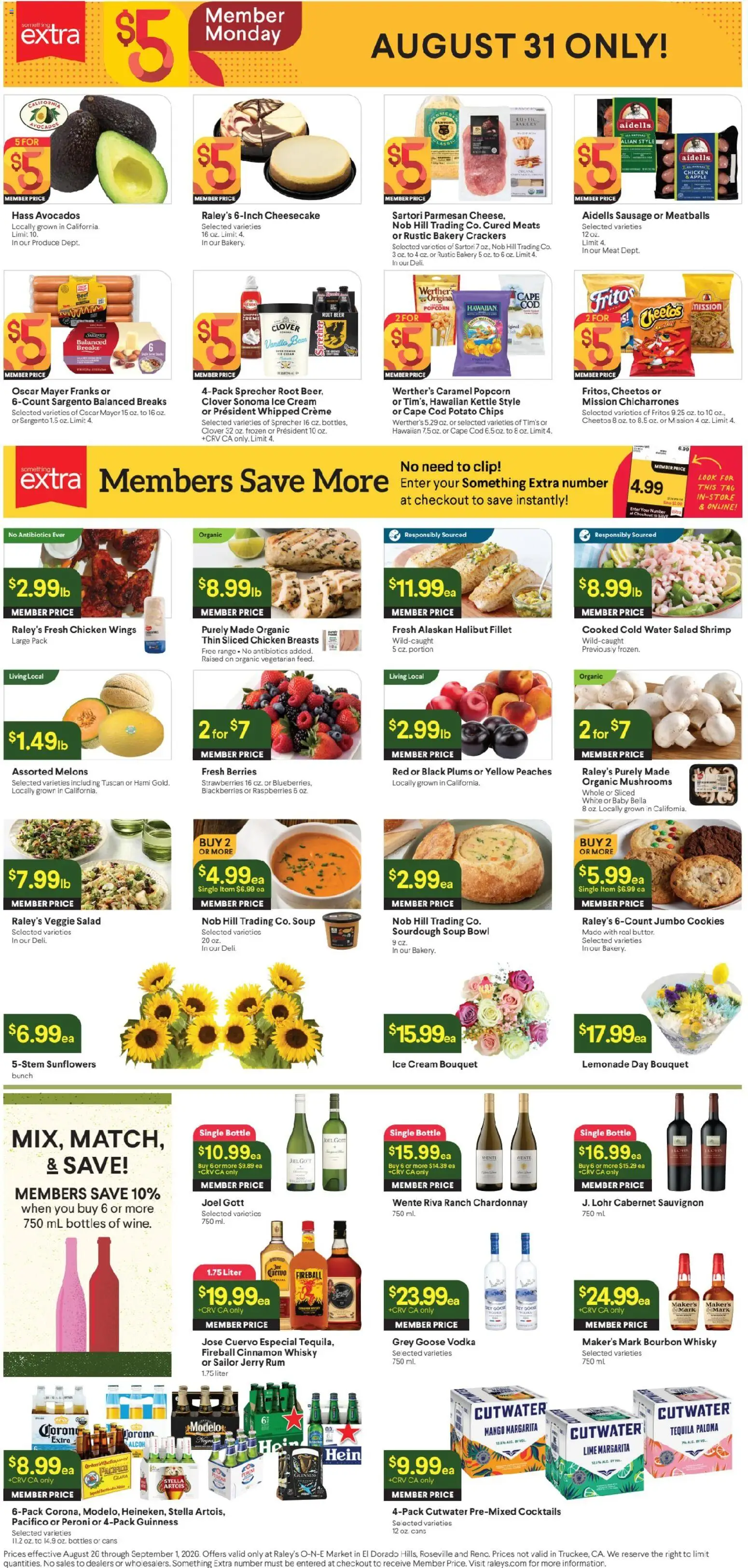 Raley's Ad - valid from 08/26/2026 | Page: 3 | Products: Clip, Grey Goose, Bourbon, Strawberries